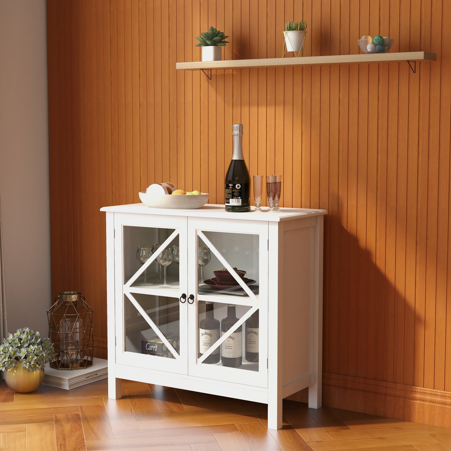 Rhapsody Kitchen Cabinet with Double Glass Doors