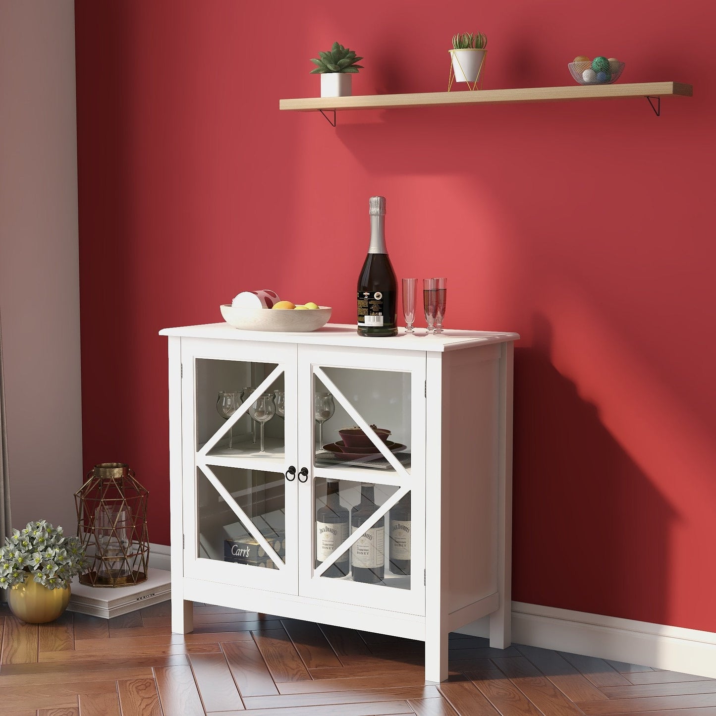 Rhapsody Kitchen Cabinet with Double Glass Doors