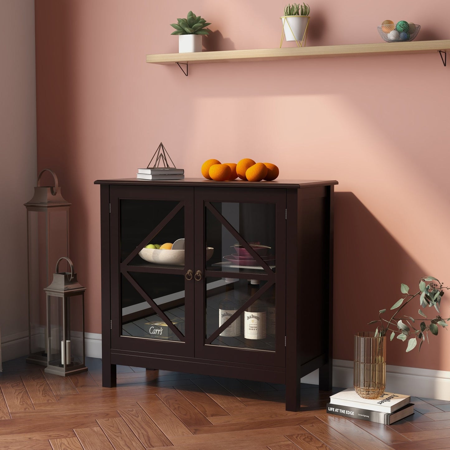 Rhapsody Kitchen Cabinet with Double Glass Doors