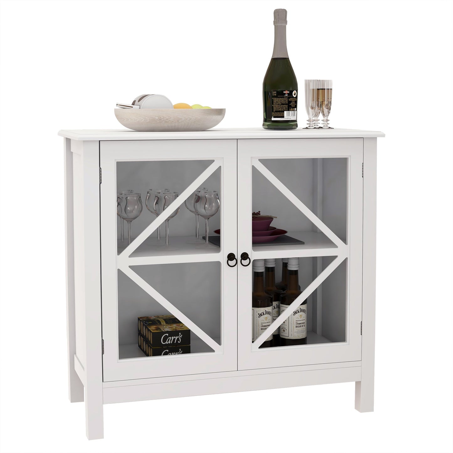 Rhapsody Kitchen Cabinet with Double Glass Doors