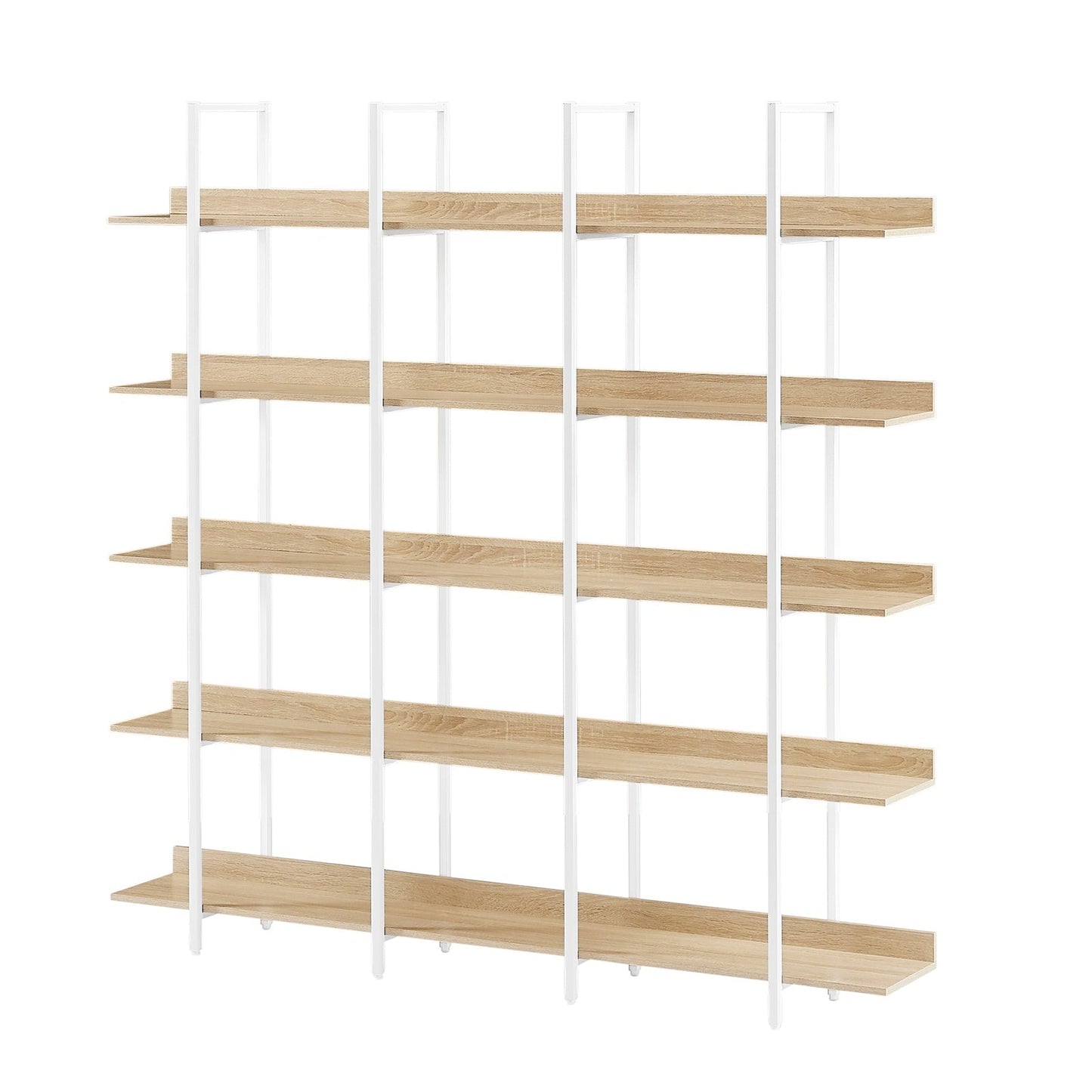 Rogers 5 Tier Open Bookcase with Vintage Industrial Style Shelf