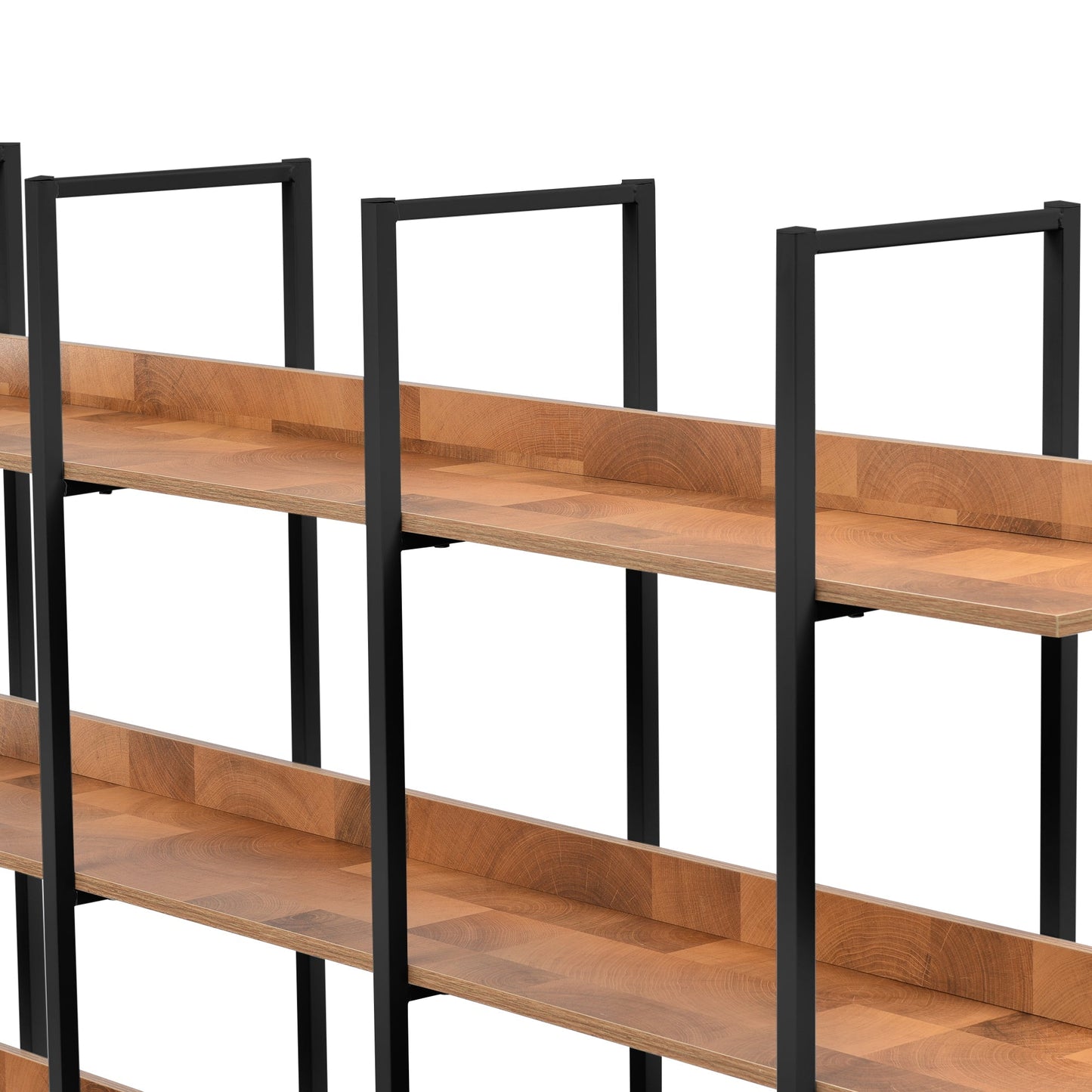 Rogers 5 Tier Open Bookcase with Vintage Industrial Style Shelf
