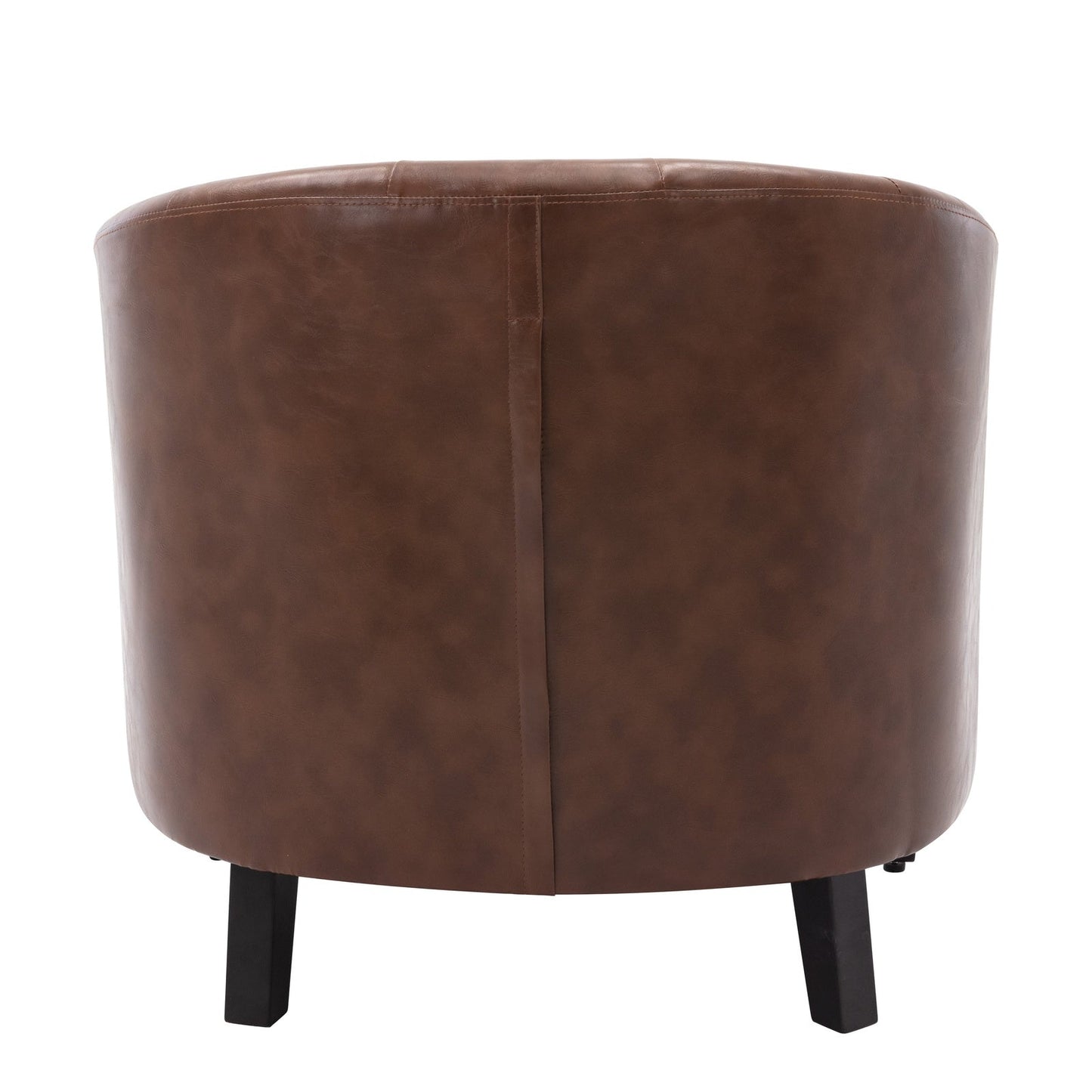Rowan Dark Brown Faux Leather Tufted Barrel Club Chair