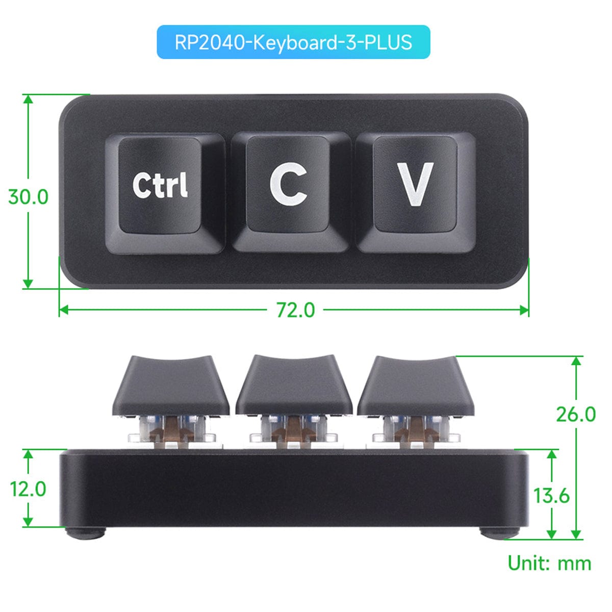 RP2040 Ctrl C/V Shortcut Keyboard Plus