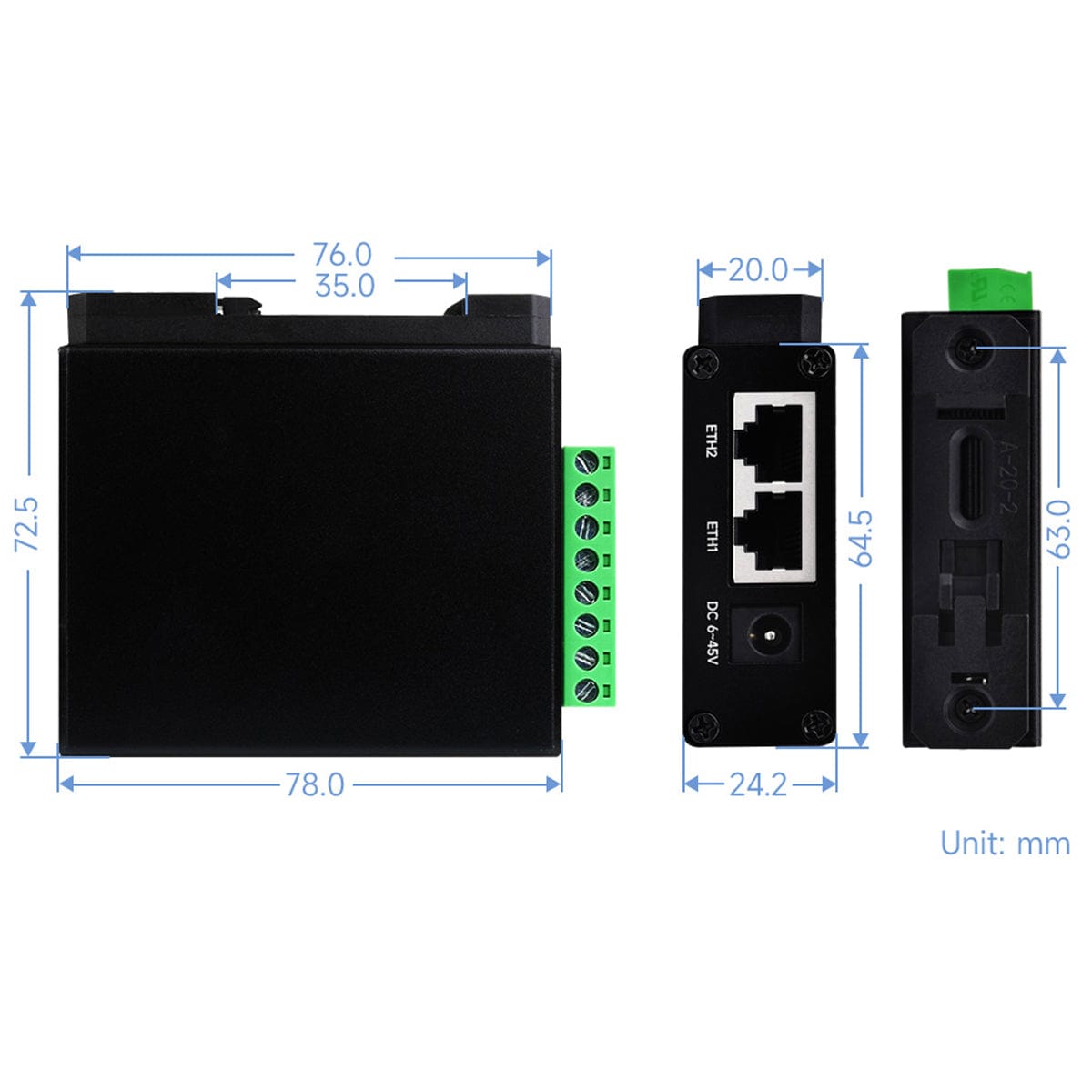 RS232/RS485 to RJ45 Ethernet Serial Server