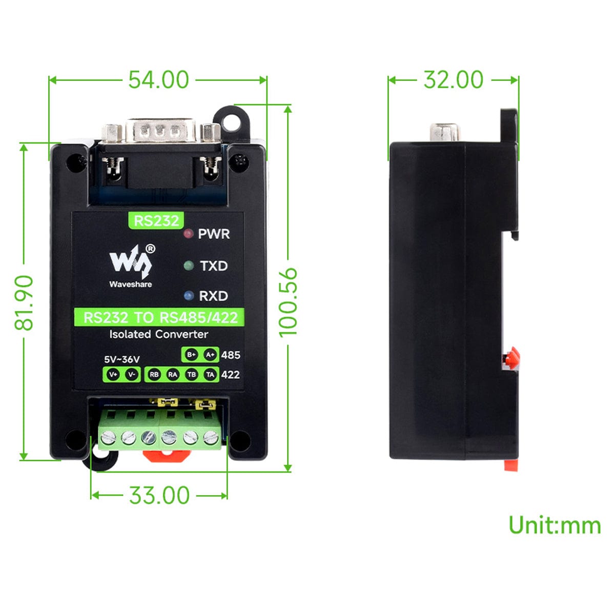 RS232 Female Port To RS485/422 Active Digital isolated Converter