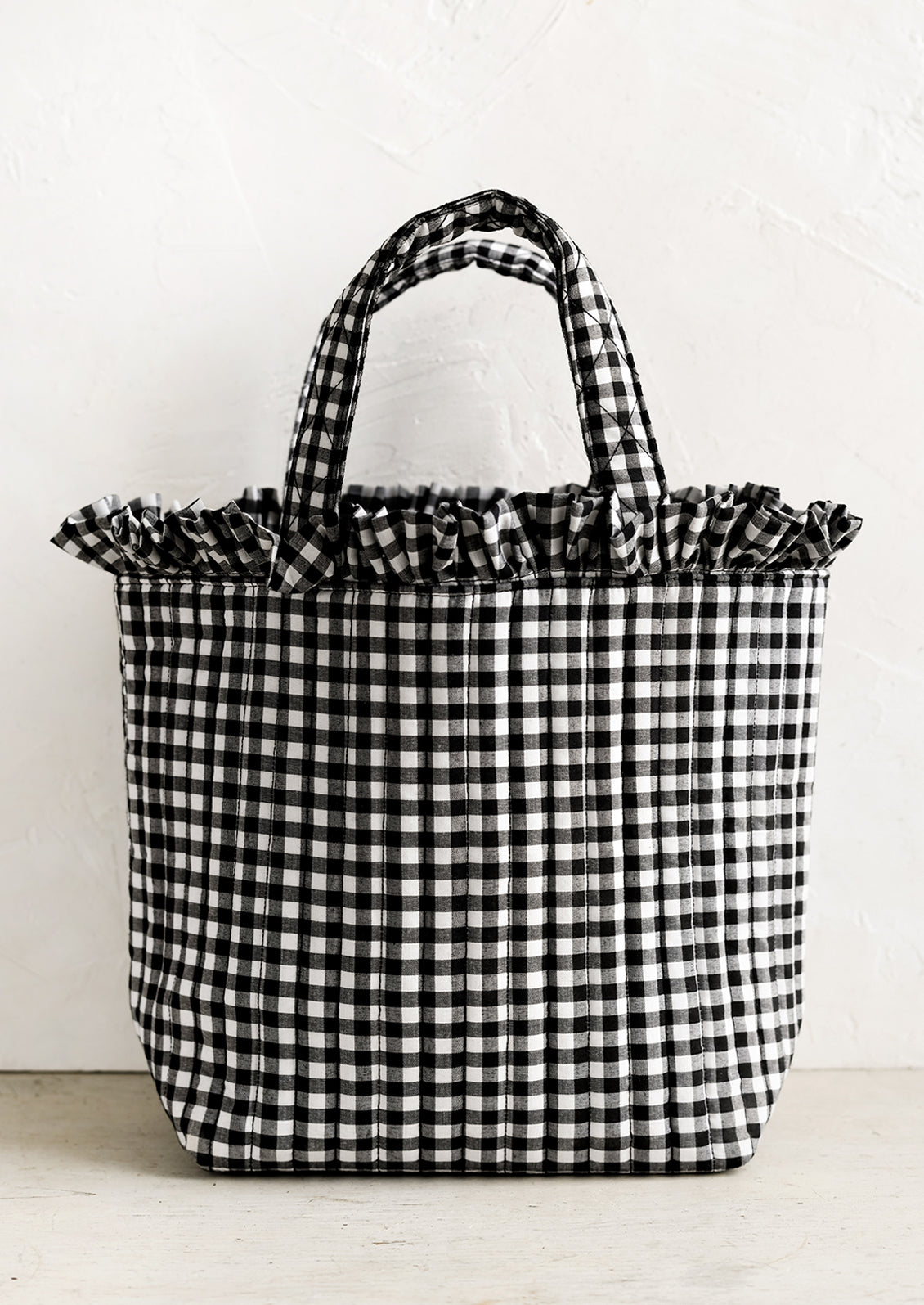 Ruffled Gingham Tote