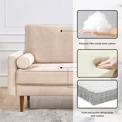 Sade 57.1 Upholstered Sofa Couch with Bolster Pillows
