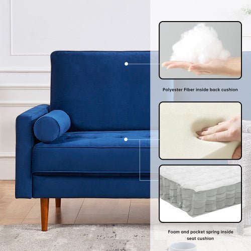 Sade 57.1 Upholstered Sofa Couch with Bolster Pillows