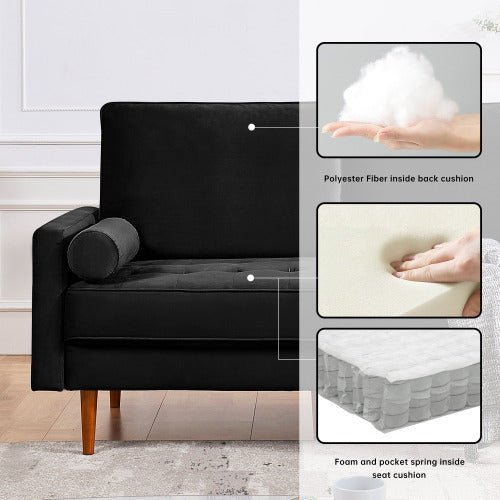 Sade 57.1 Upholstered Sofa Couch with Bolster Pillows
