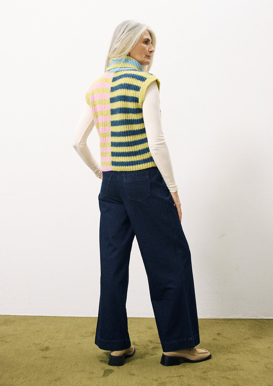 Sadie Striped Turtleneck Sweater Vest