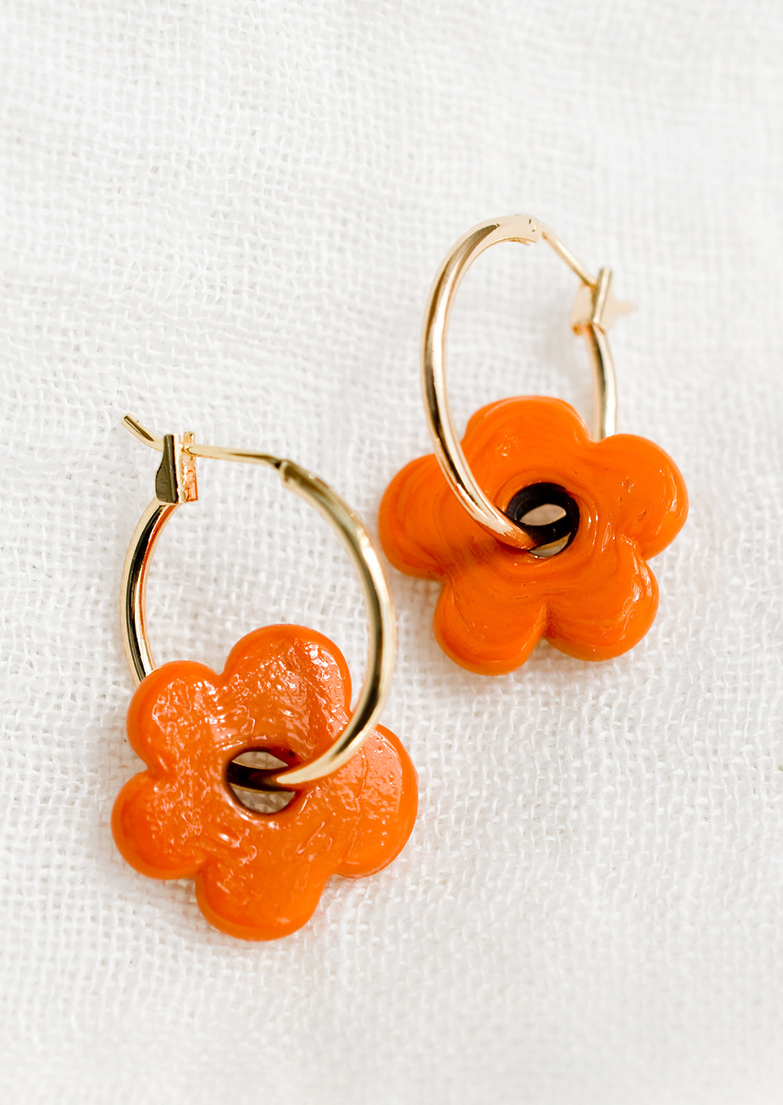 Sarita Floral Hoop Earrings in Gold