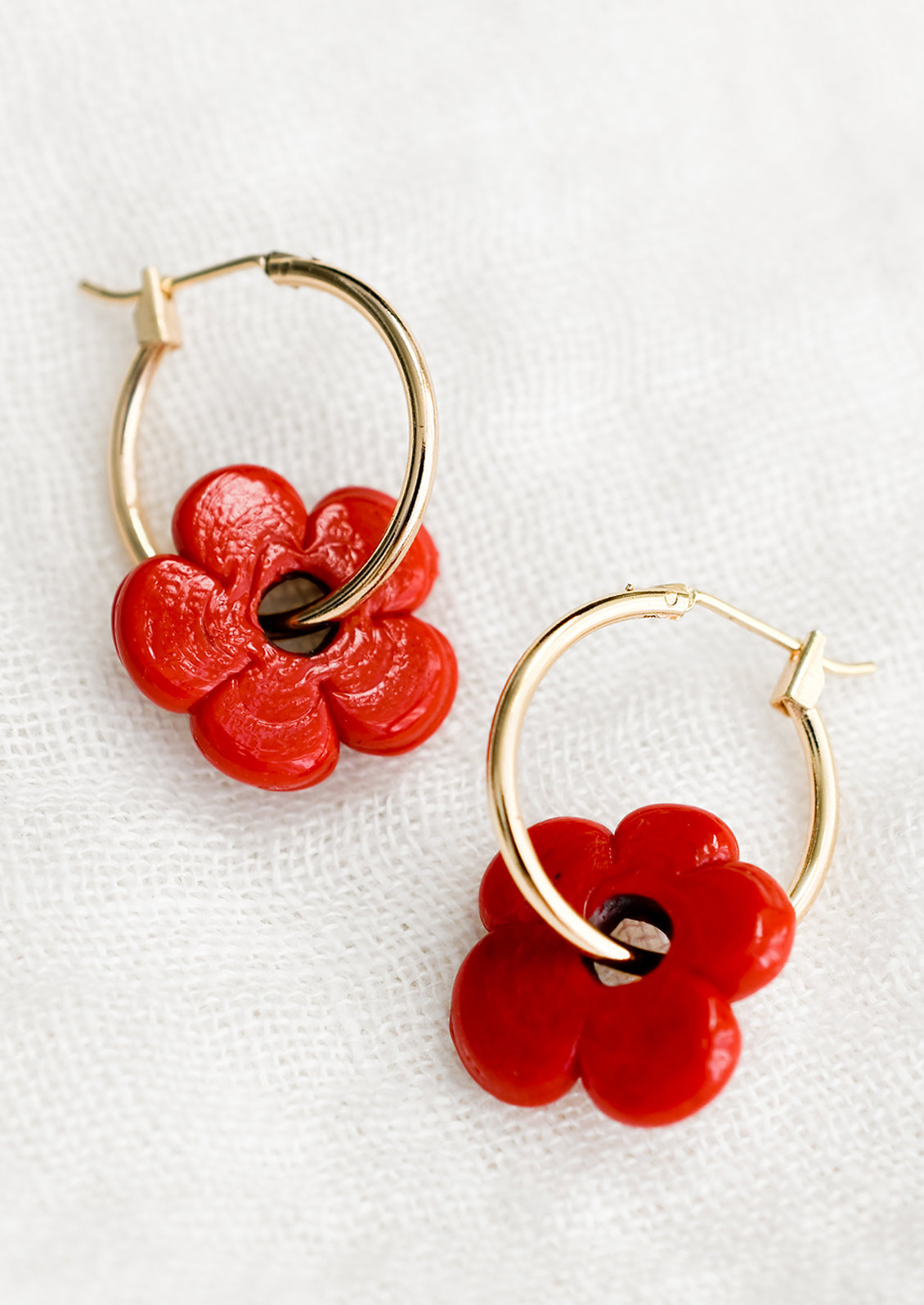 Sarita Floral Hoop Earrings in Gold