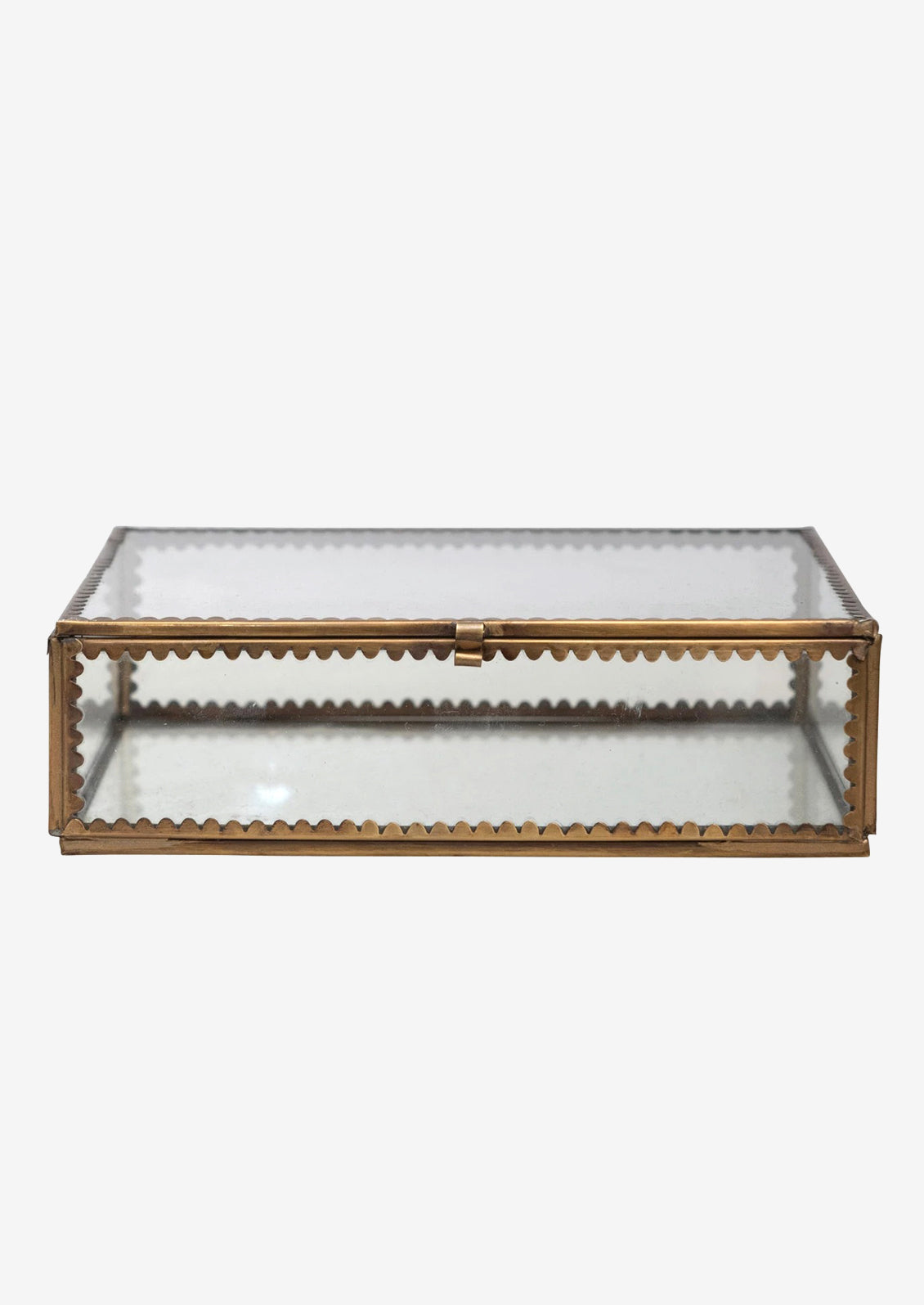 Scalloped Brass Glass Box