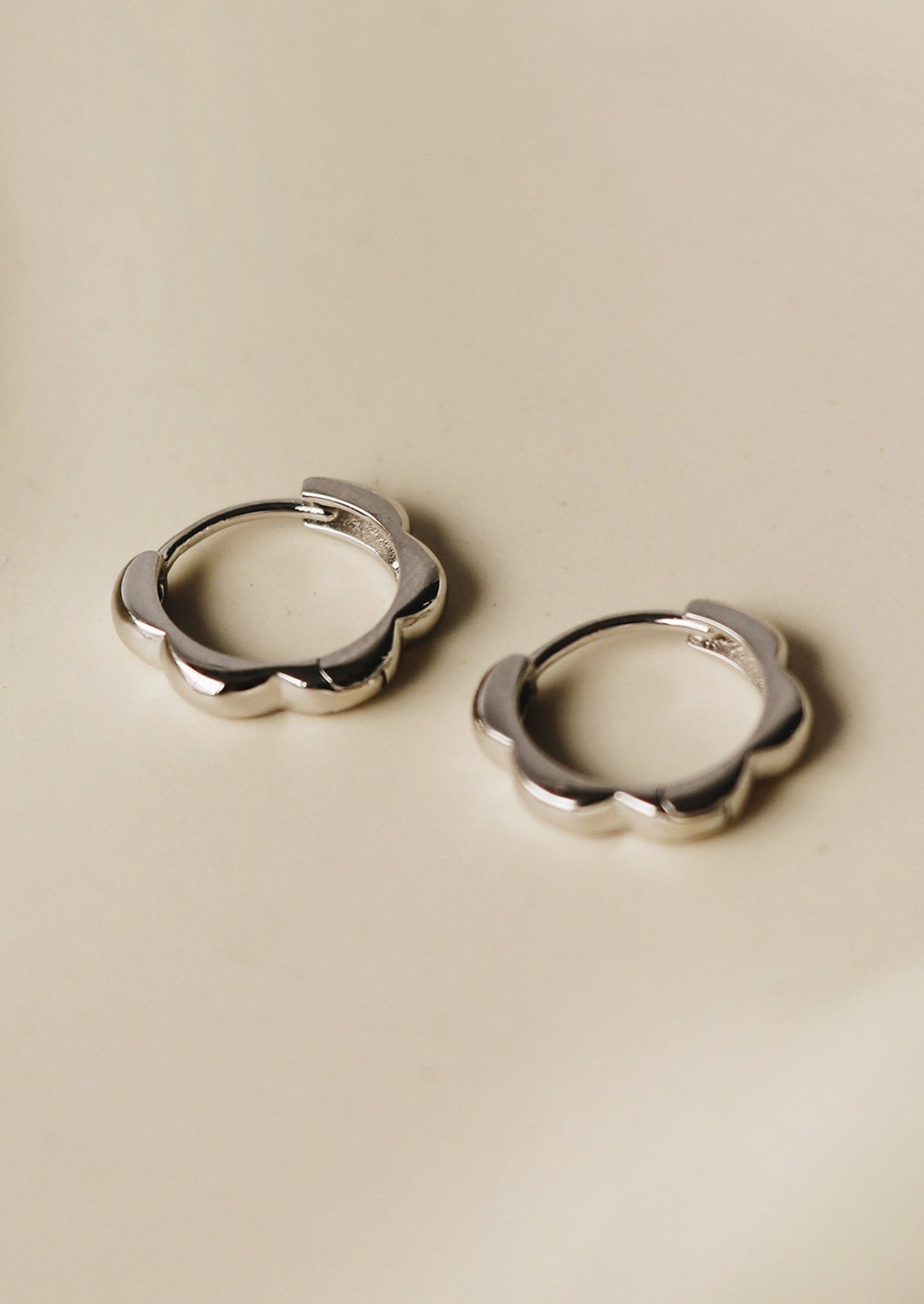 Tiny Scalloped Hoops in Sterling Silver