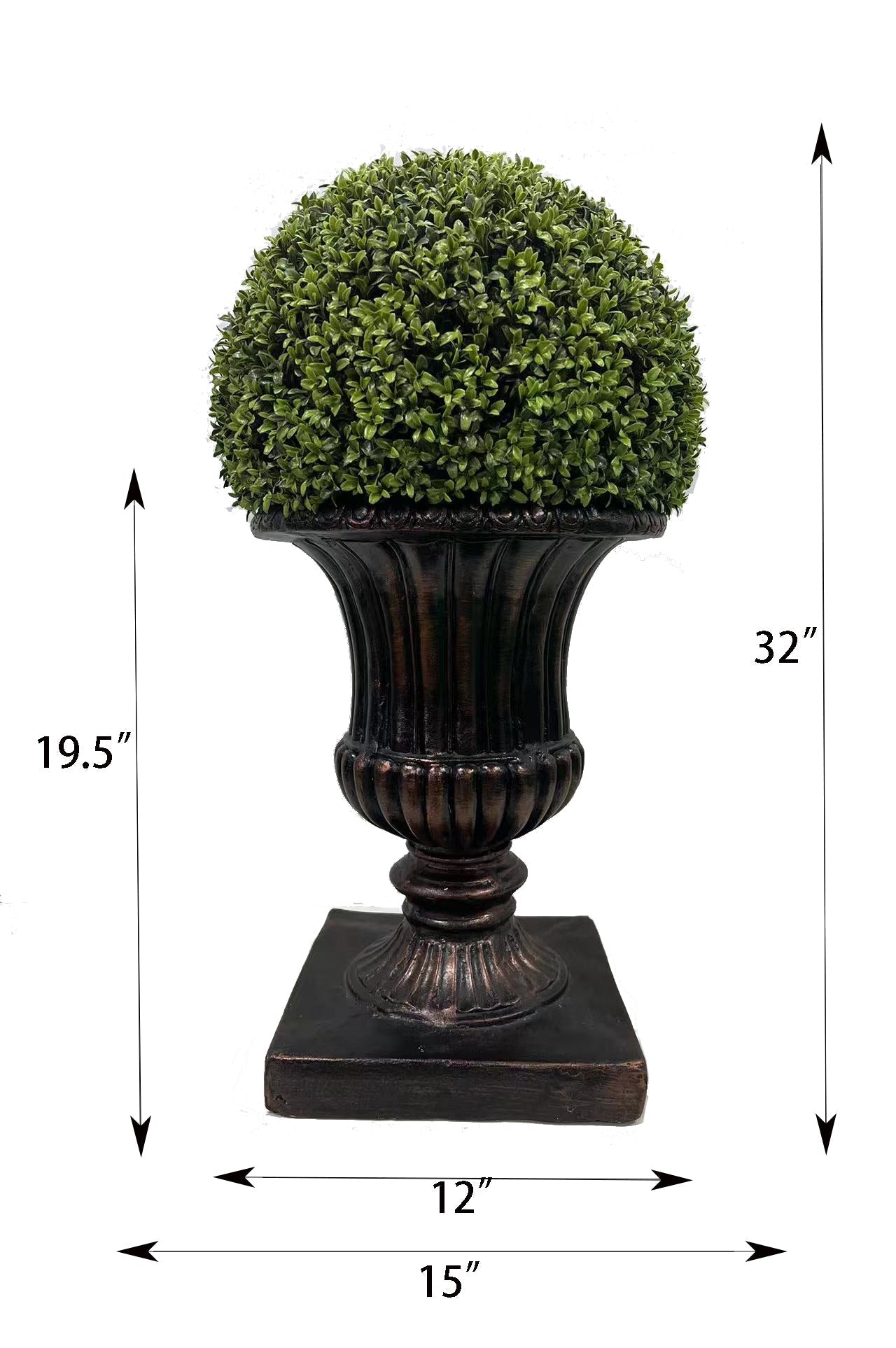 Shadow 32" Ball Topiary Faux Plant with Pedestal Pot