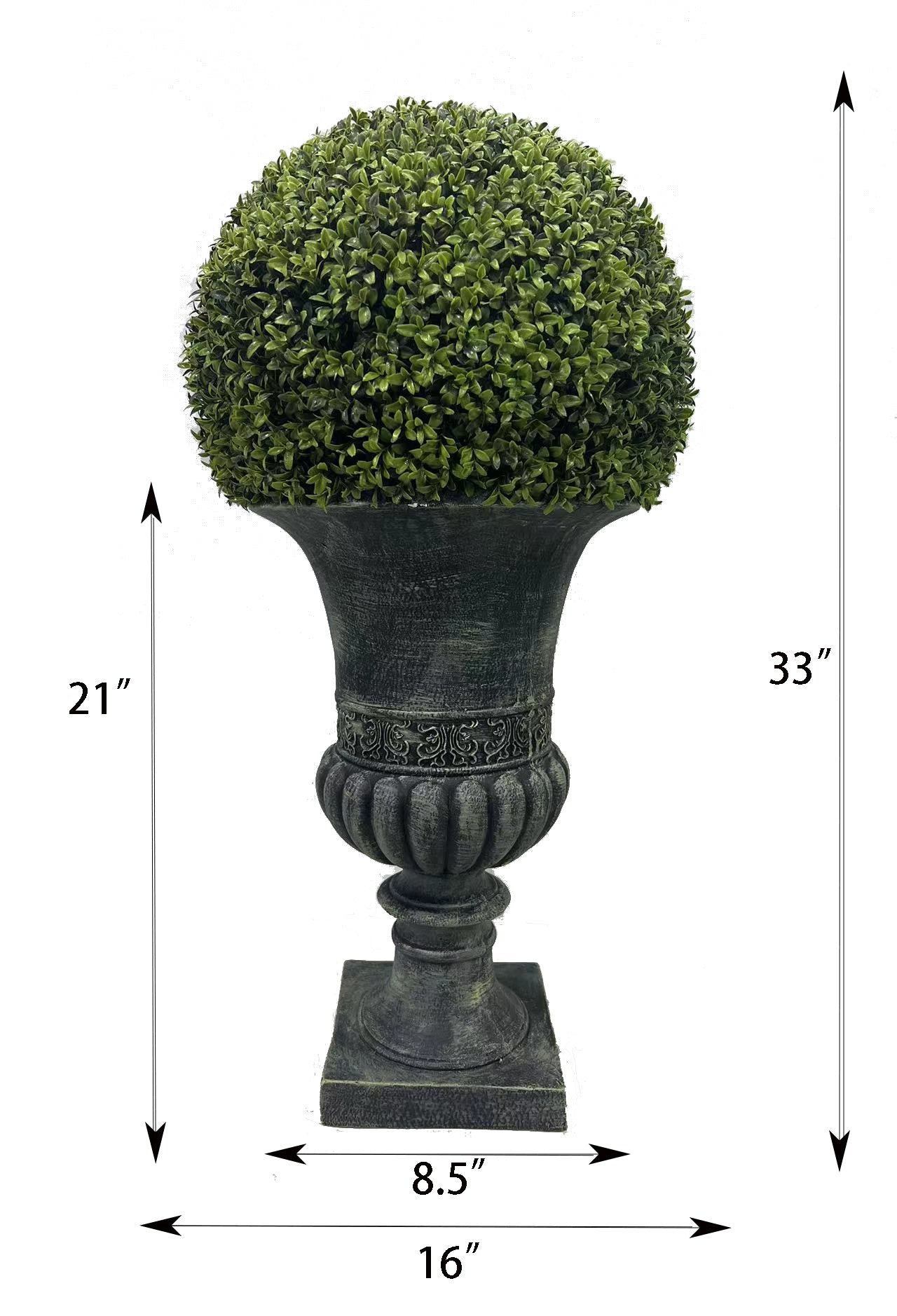 Shadow 32" Ball Topiary Faux Plant with Pedestal Pot
