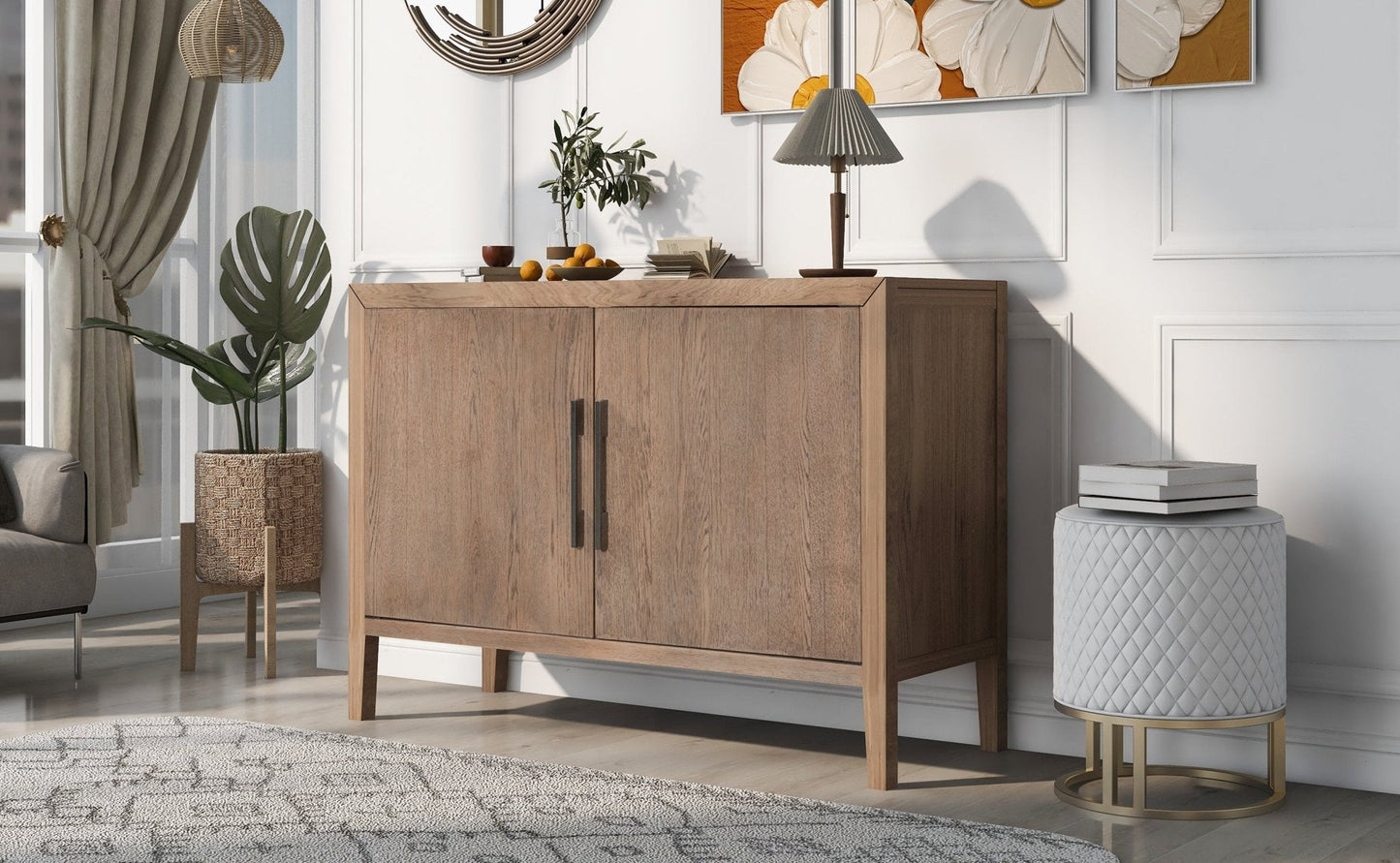Sideboard with 2 Metal handles and 2 Doors for Hallway