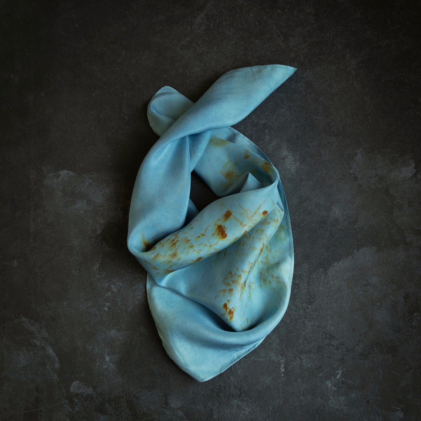 Original Eco-Print Silk Scarf 20 x 20" {Indigo+Coreopsis}