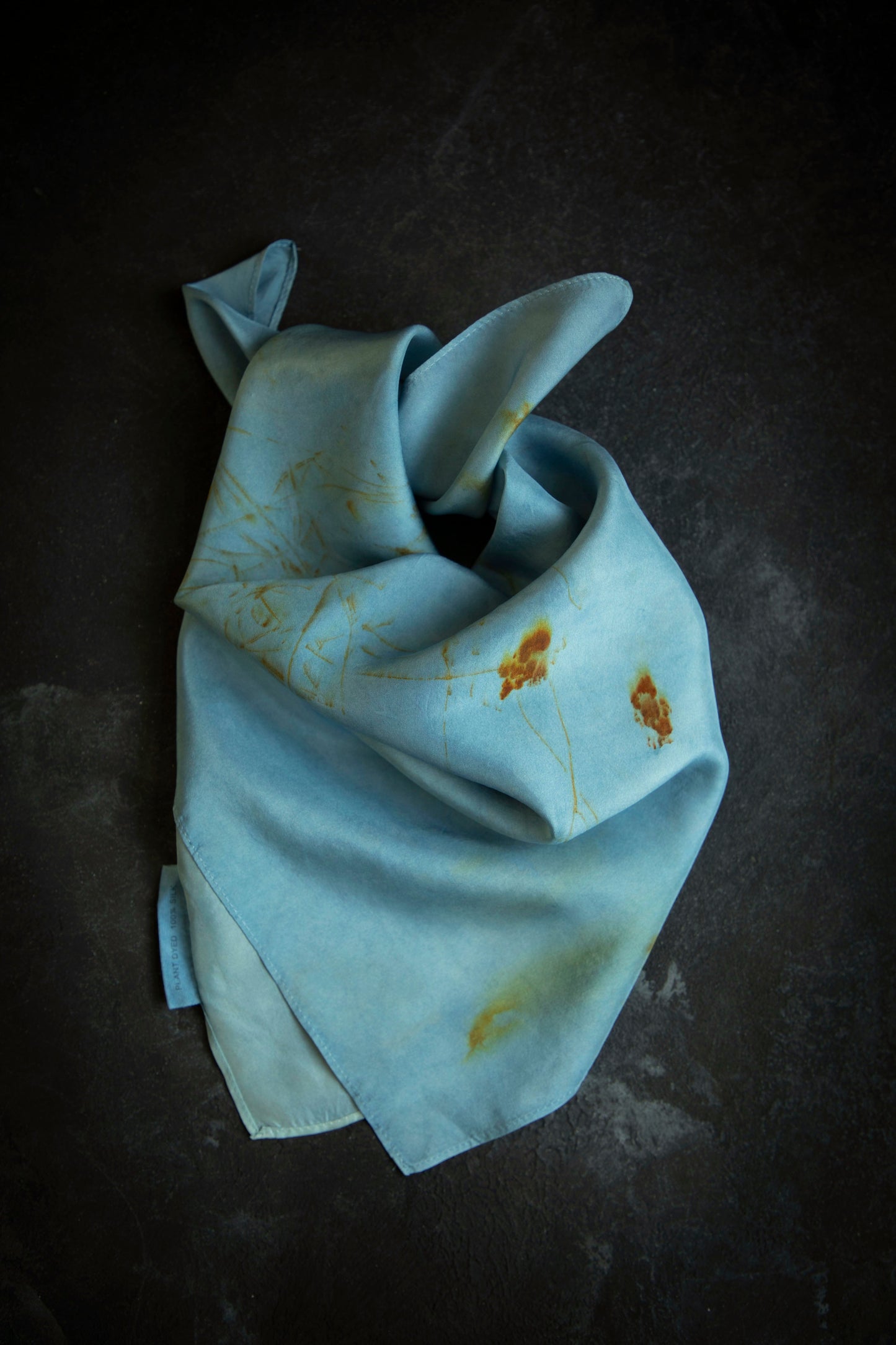 Original Eco-Print Silk Scarf 20 x 20" {Indigo+Coreopsis}