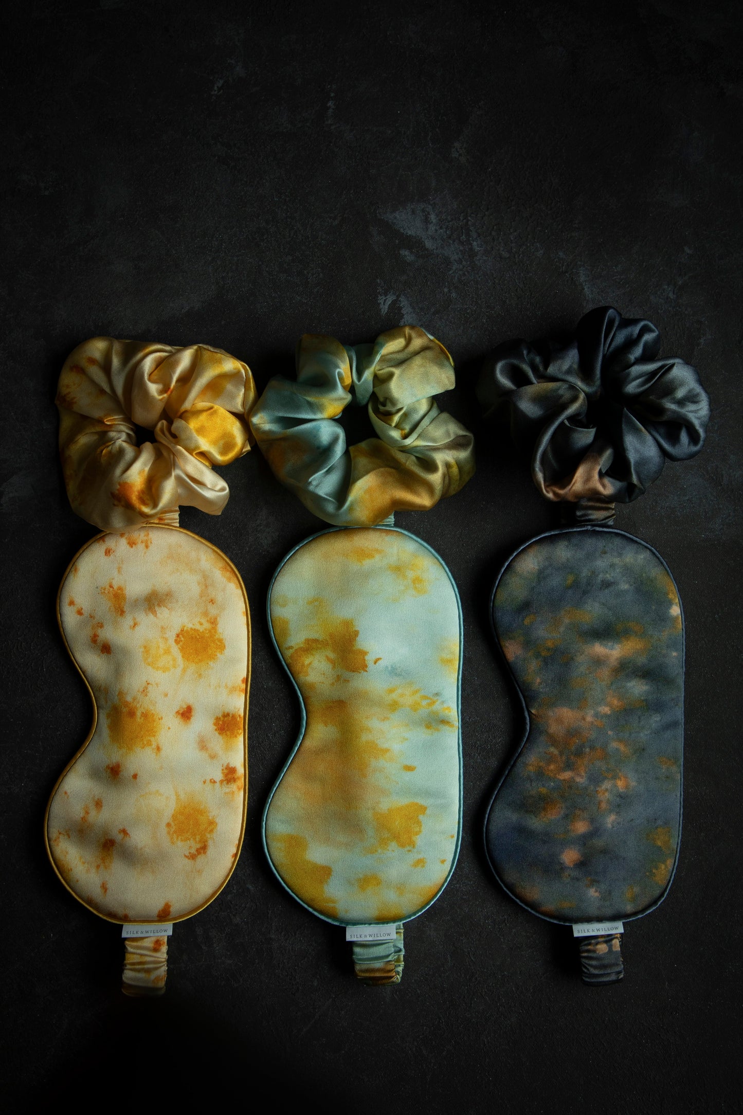 Botanical Print • Silk Sleep Eye Mask + Hair Scrunchie Sets