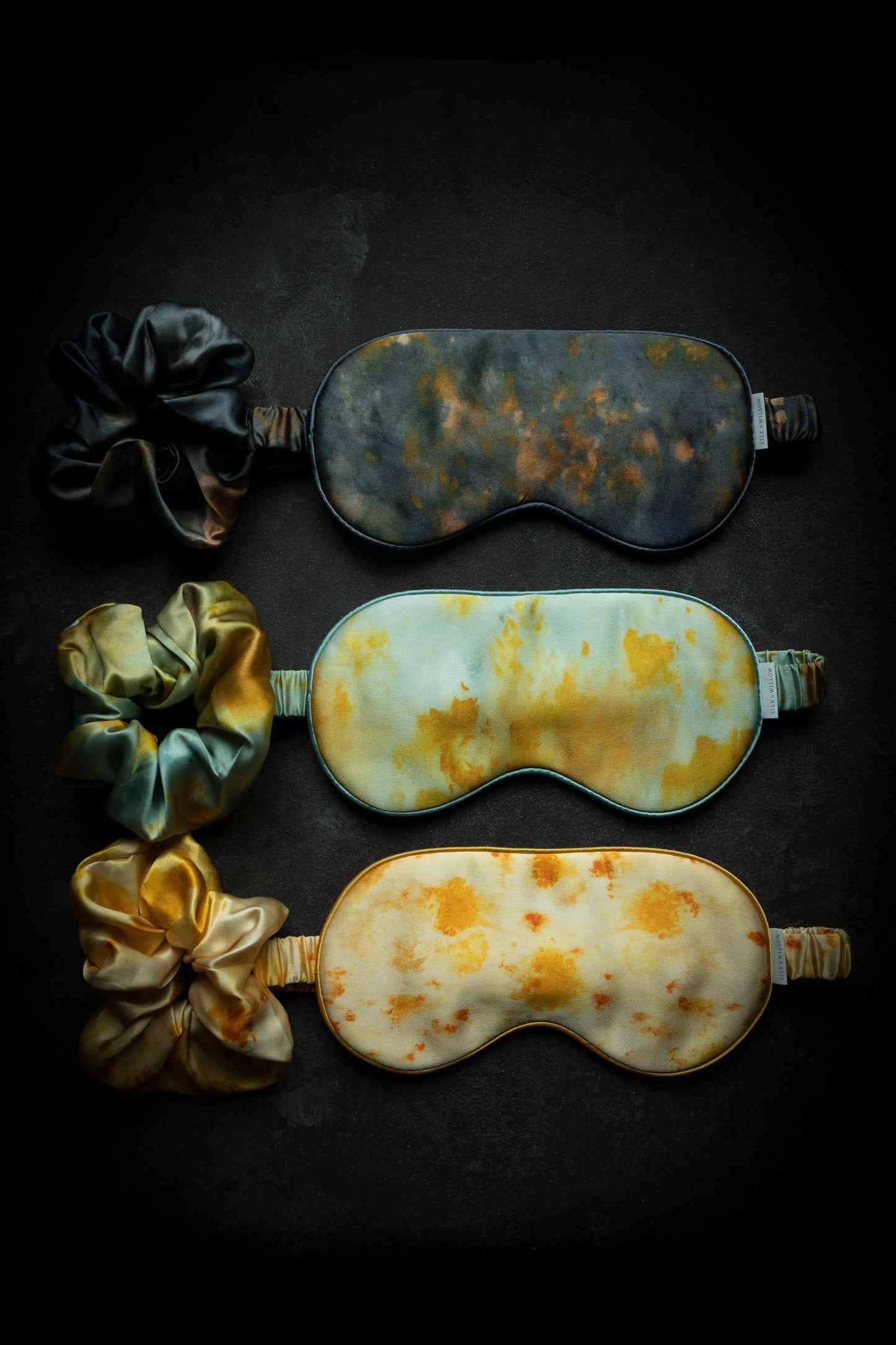 Botanical Print • Silk Sleep Eye Mask + Hair Scrunchie Sets