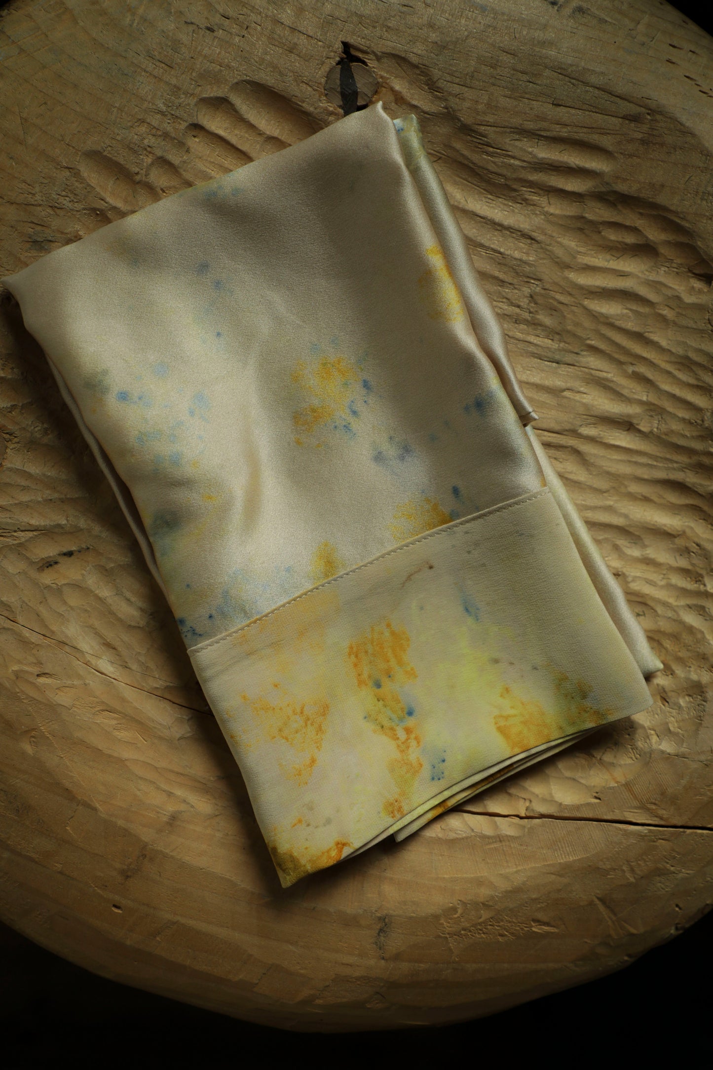 Original Eco-Print Botanically Dyed Silk Pillowcase / COLORFUL DREAM