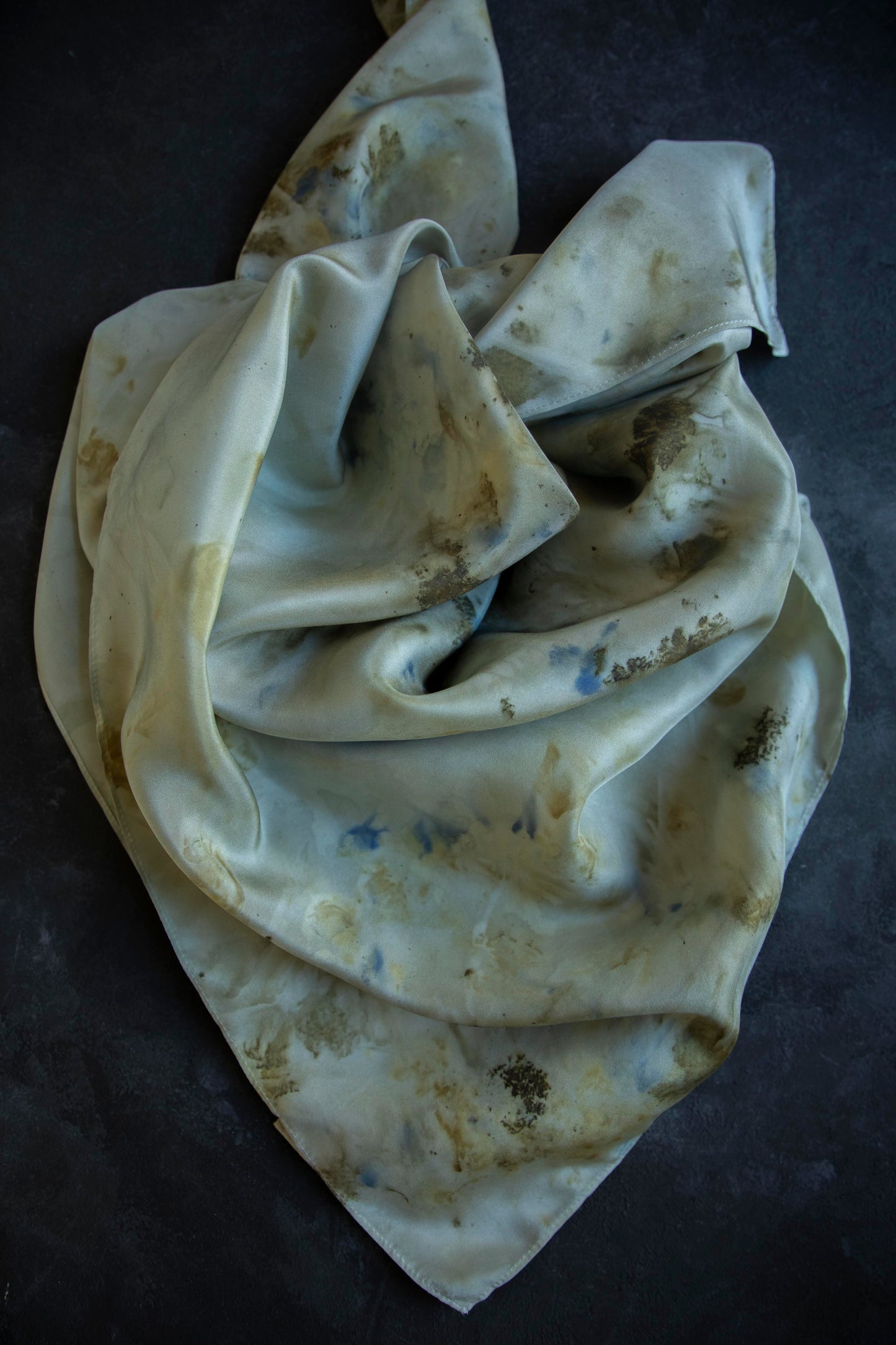 Original Eco-Dyed {Sage-Blue}  | 35 x 35" 100% Silk Scarf