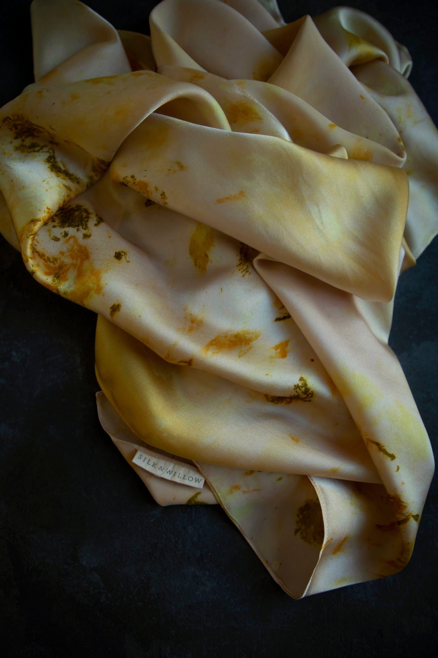 Original Eco-Print {Marigolds+Blush}  | 35 x 35" 100% Silk Satin Scarf