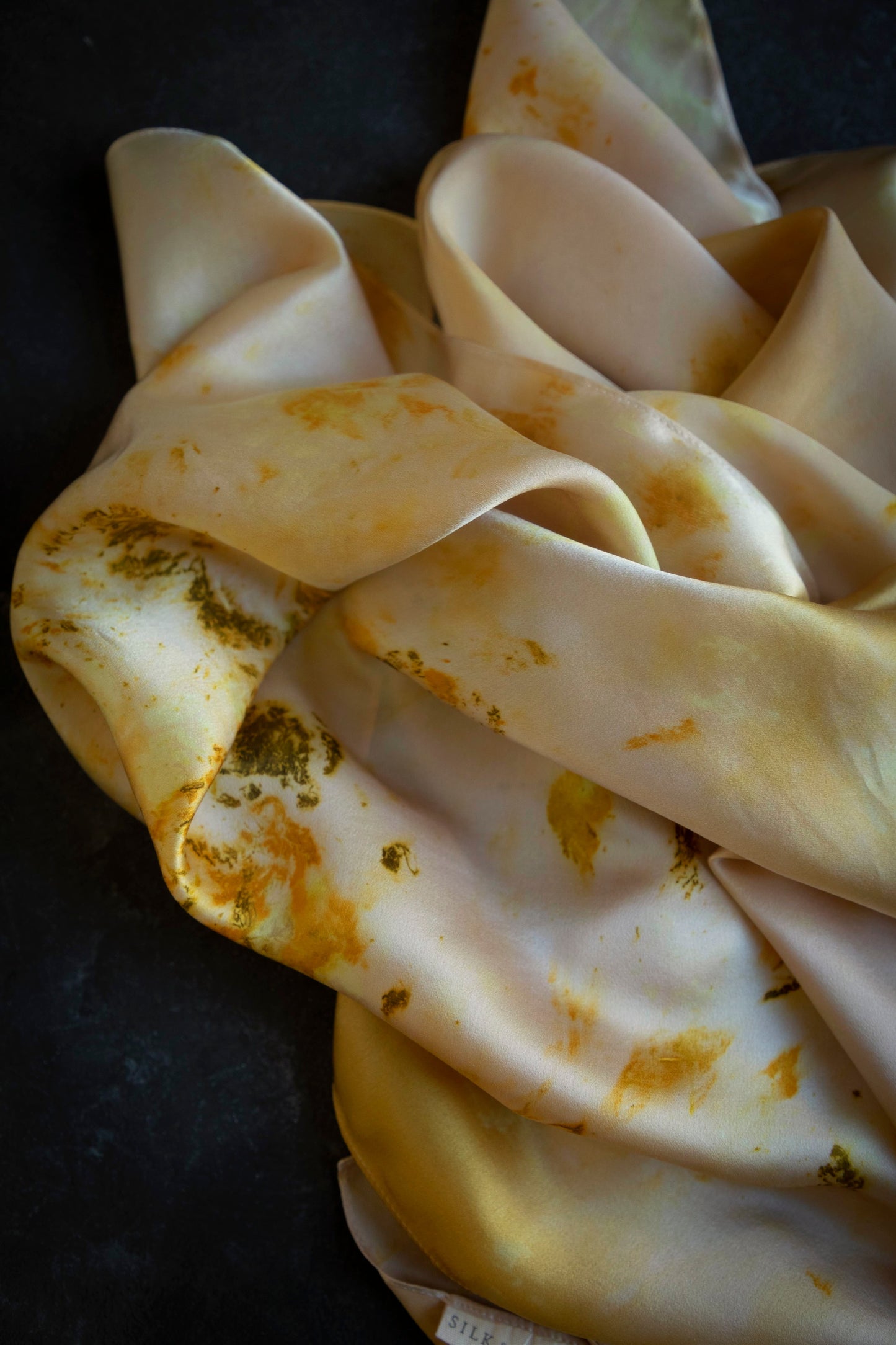 Original Eco-Print {Marigolds+Blush}  | 35 x 35" 100% Silk Satin Scarf