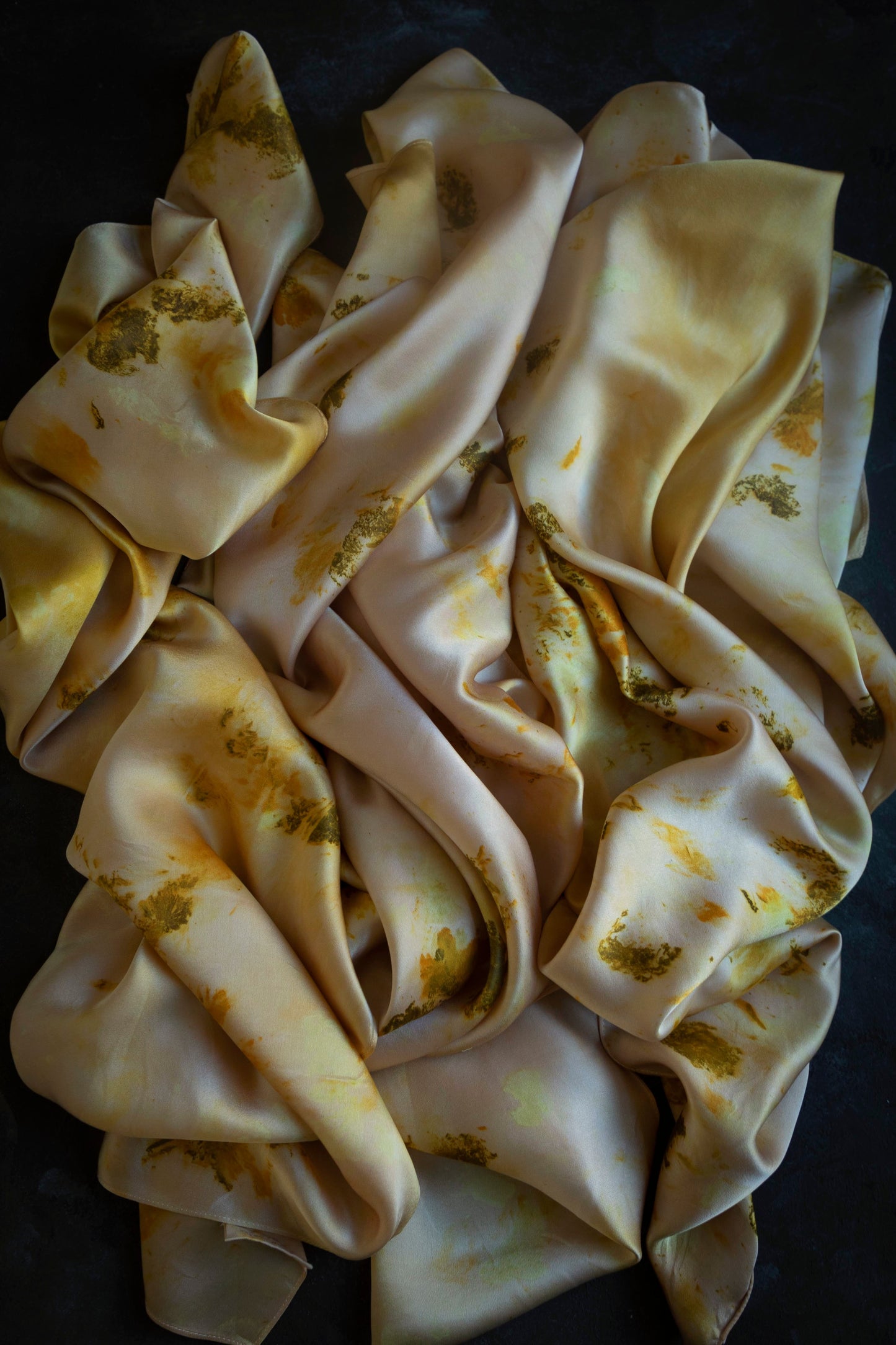 Original Eco-Print {Marigolds+Blush}  | 35 x 35" 100% Silk Satin Scarf