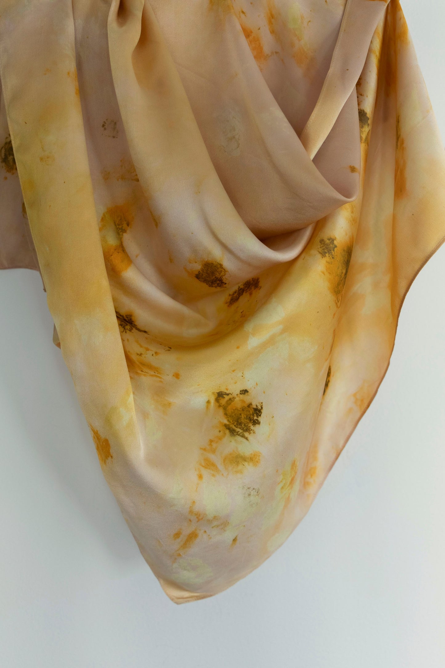 Original Eco-Print {Marigolds+Blush}  | 35 x 35" 100% Silk Satin Scarf