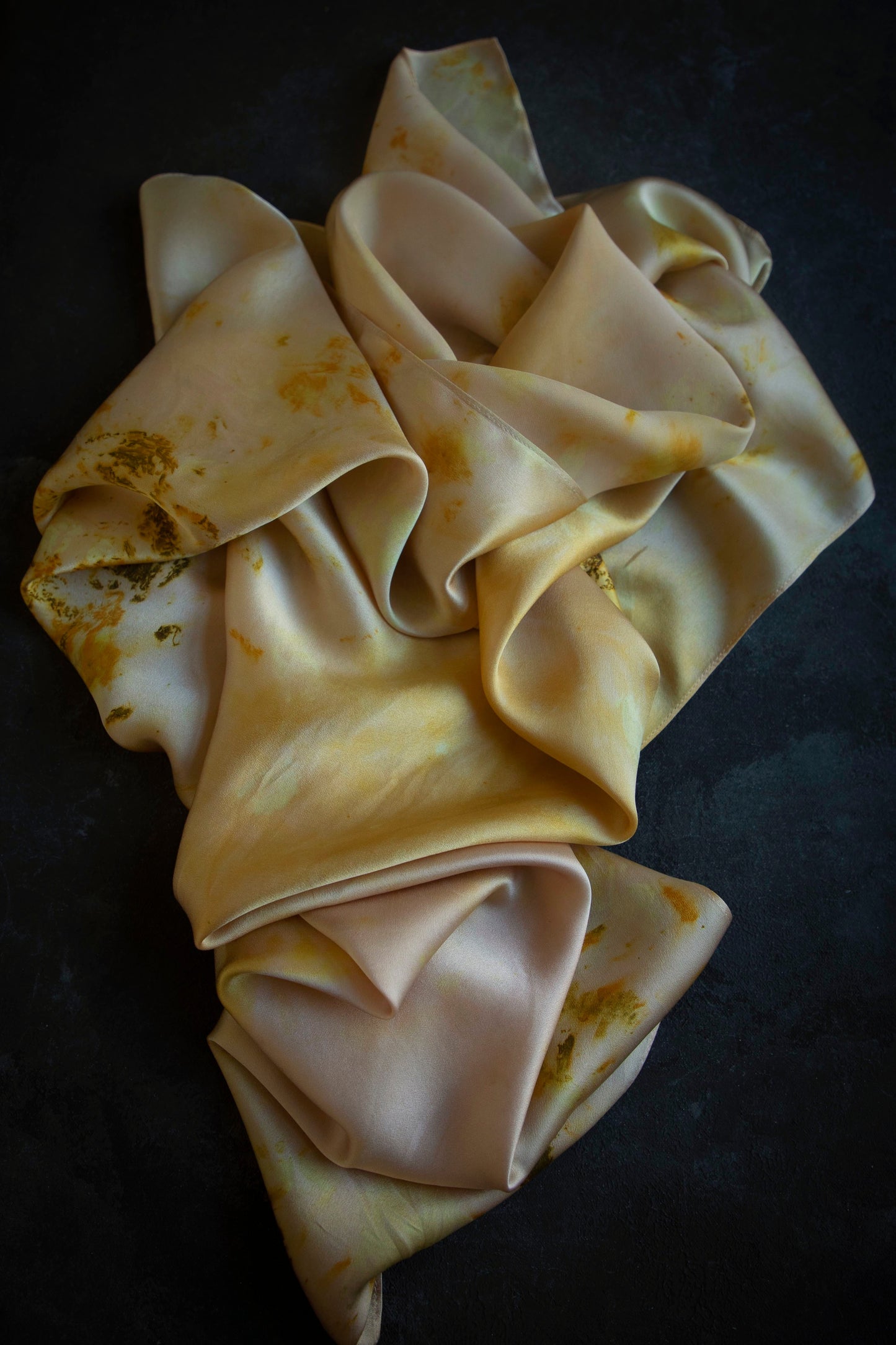 Original Eco-Print {Marigolds+Blush}  | 35 x 35" 100% Silk Satin Scarf