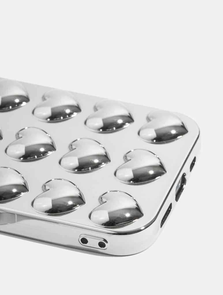 Silver Chrome 3D Heart iPhone Case