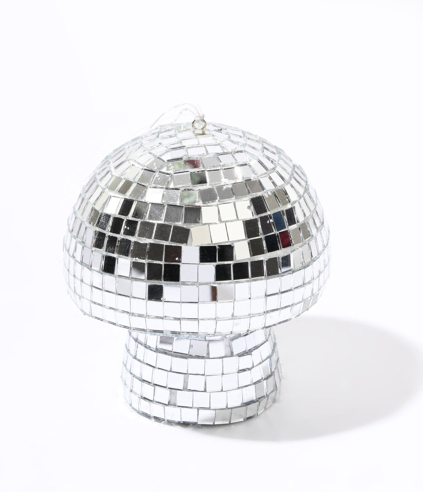 Silver Disco Mushroom Mirror Glass Ornament