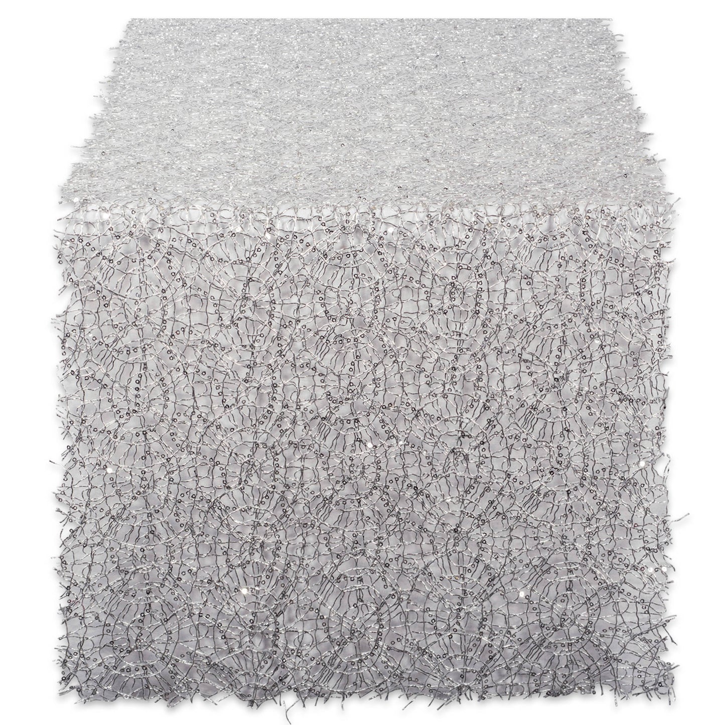 Silver Sequin Mesh 16In X 10Ft Table Runner Roll