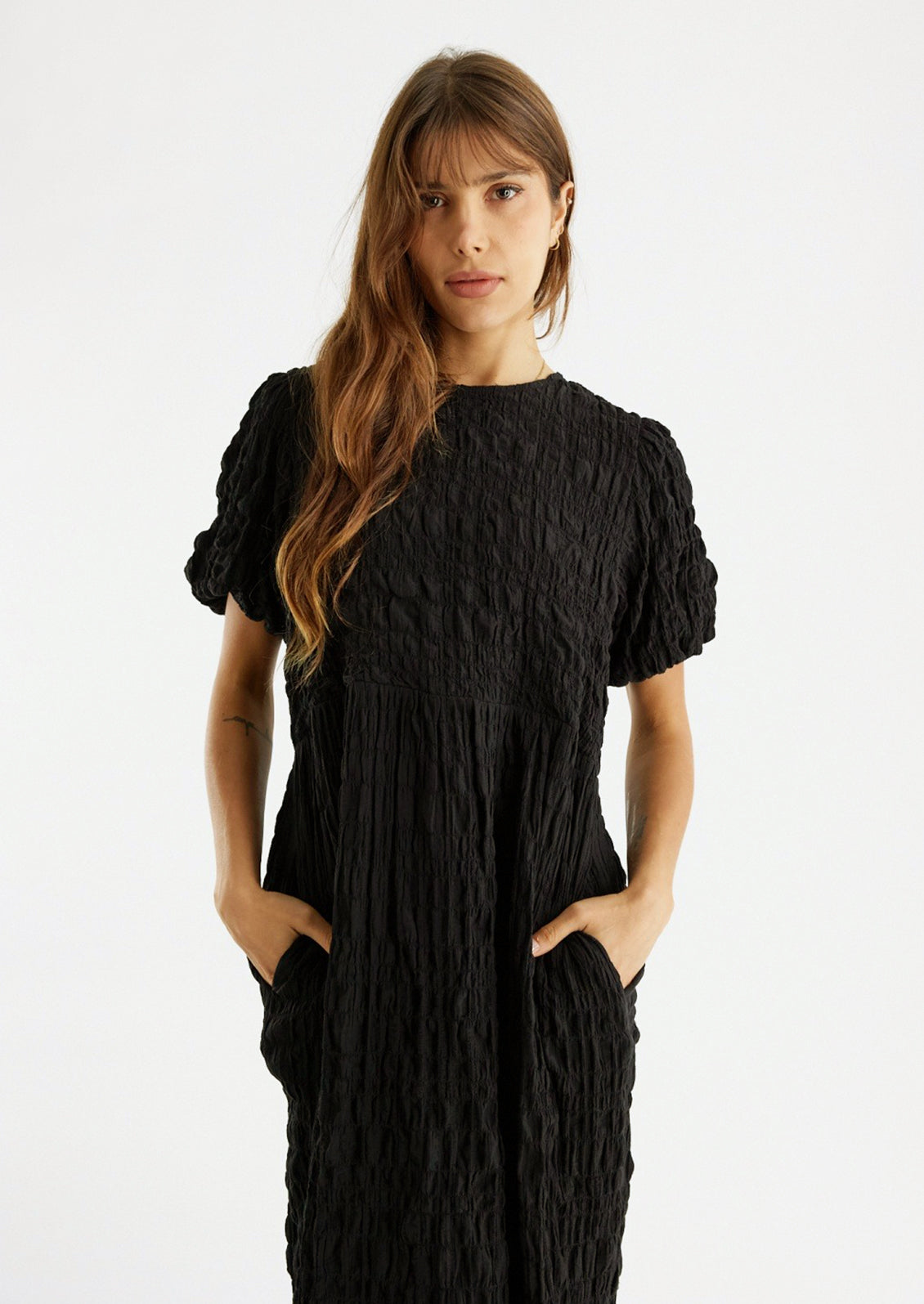 Siv Textured Puff Sleeve Dress