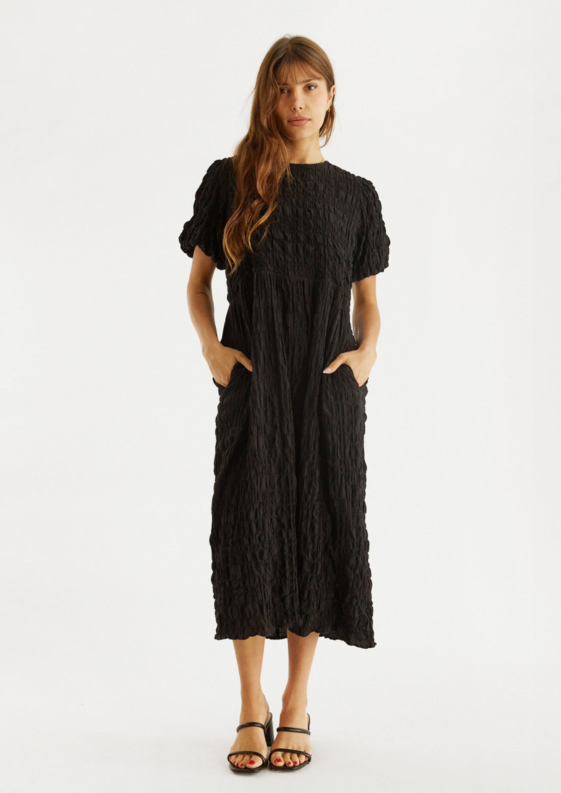 Siv Textured Puff Sleeve Dress