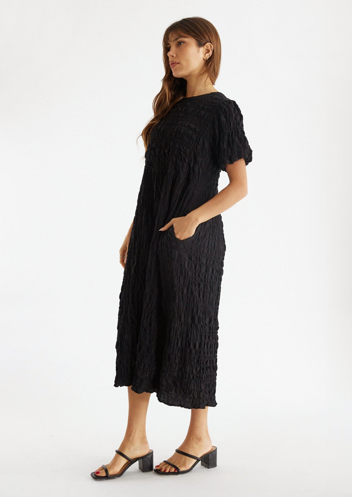 Siv Textured Puff Sleeve Dress