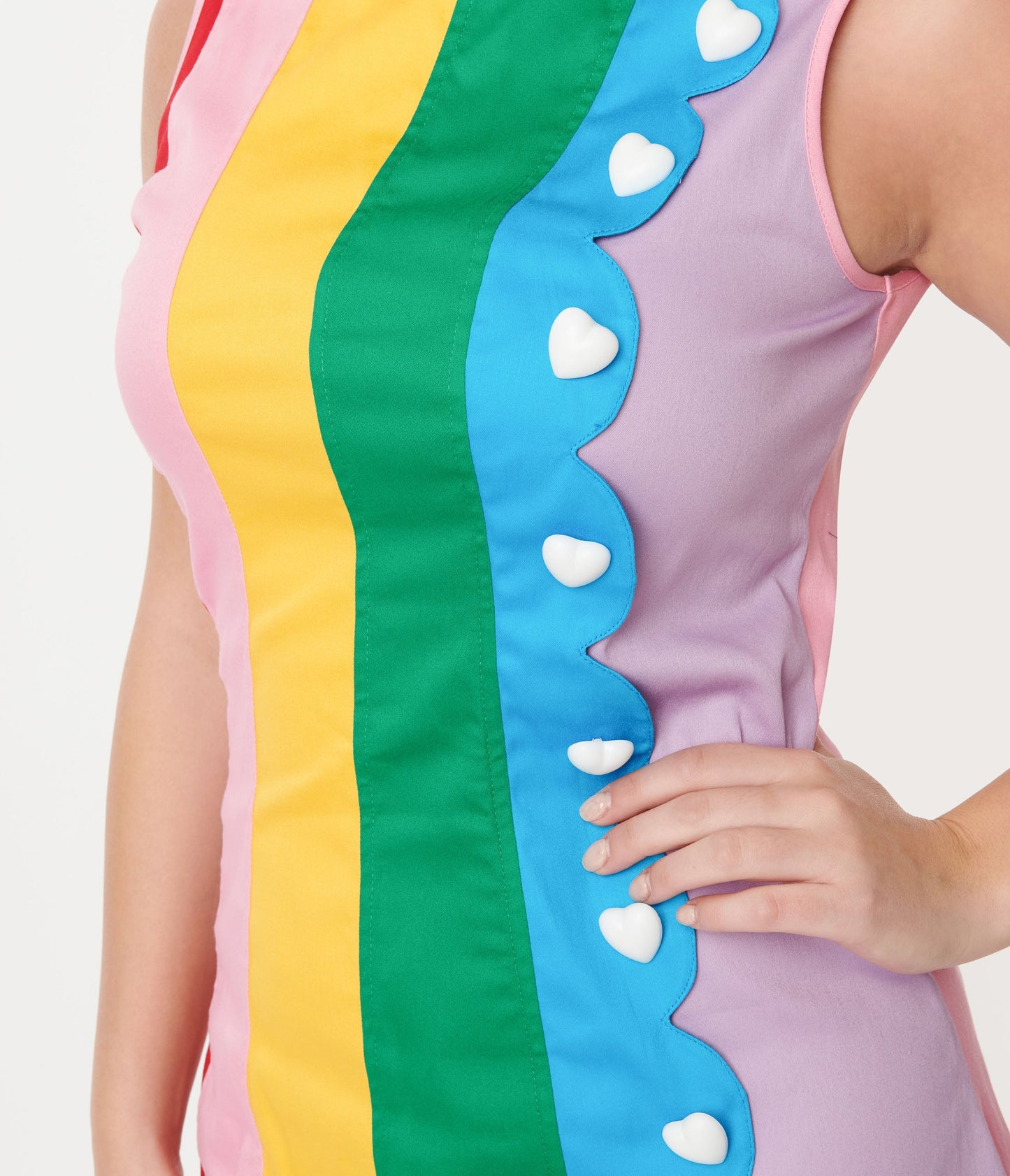 Smak Parlour 1960s Rainbow Stripe Scallop Mini Dress