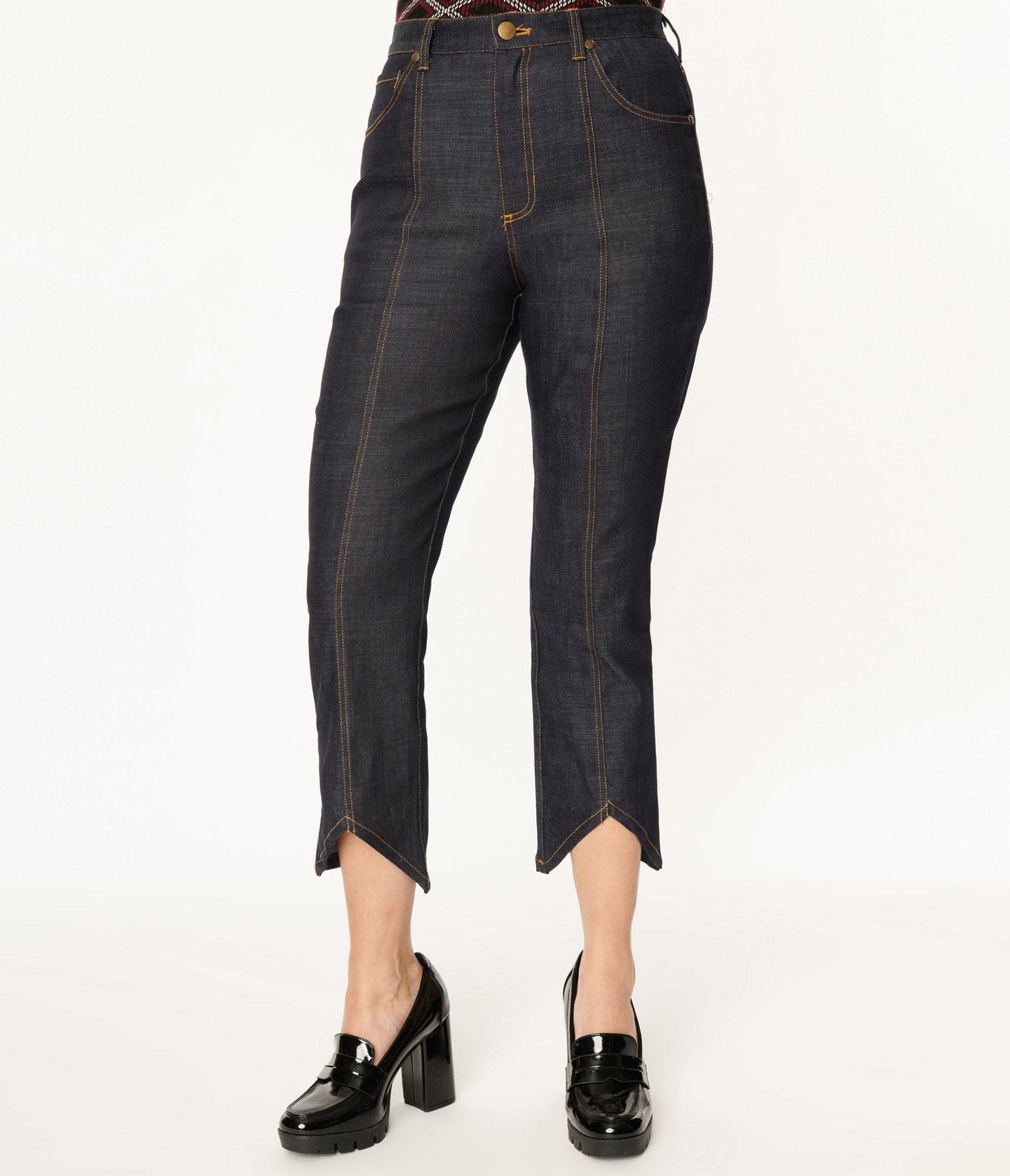 Smak Parlour Dark Denim Notched Capri Jeans