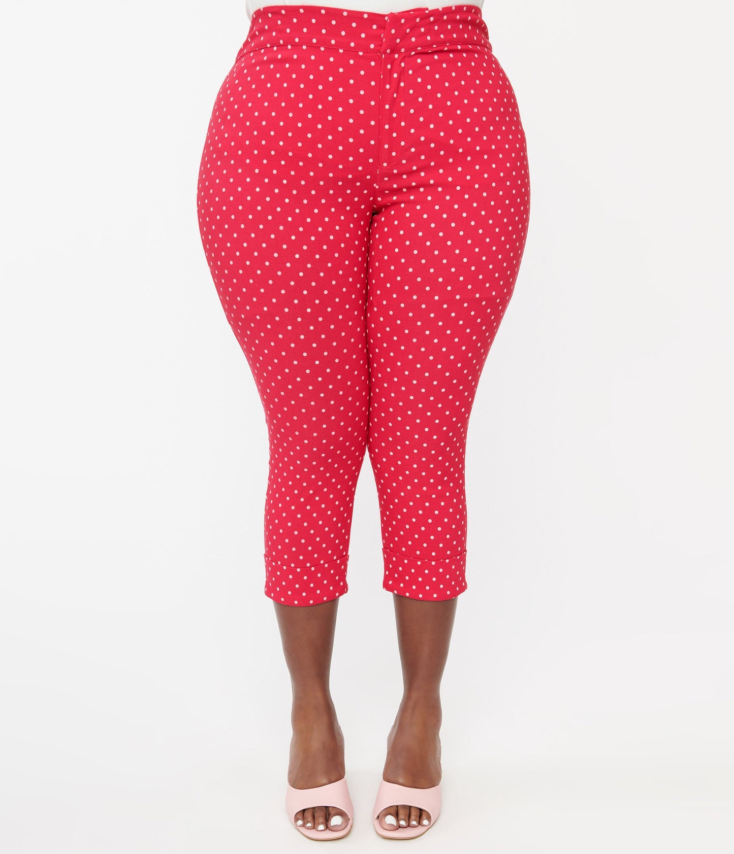 Smak Parlour Plus Size Hot Pink Pin Dot Daisy Pocket Smarty Pants Capri