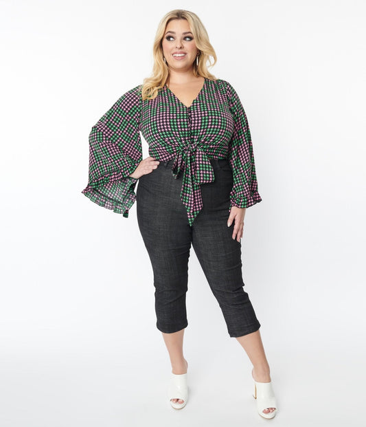 Smak Parlour Plus Size Black Denim Capris