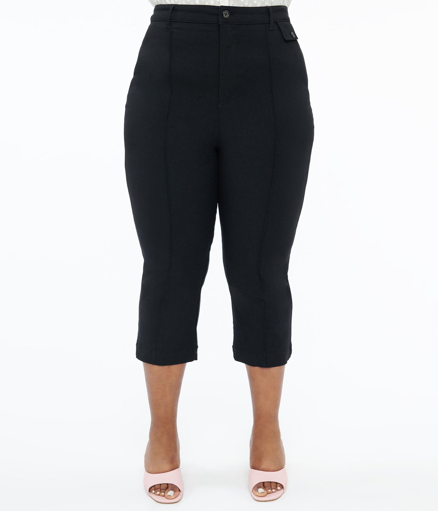 Smak Parlour Plus Size Black Pintuck Capris