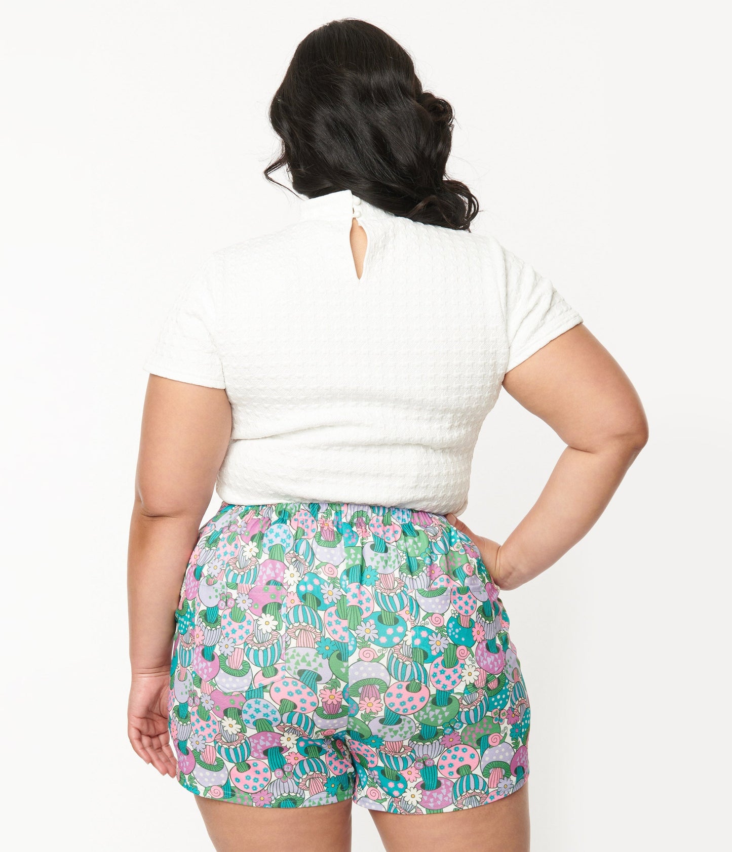 Smak Parlour Plus Size White Textured Turtleneck Knit Top