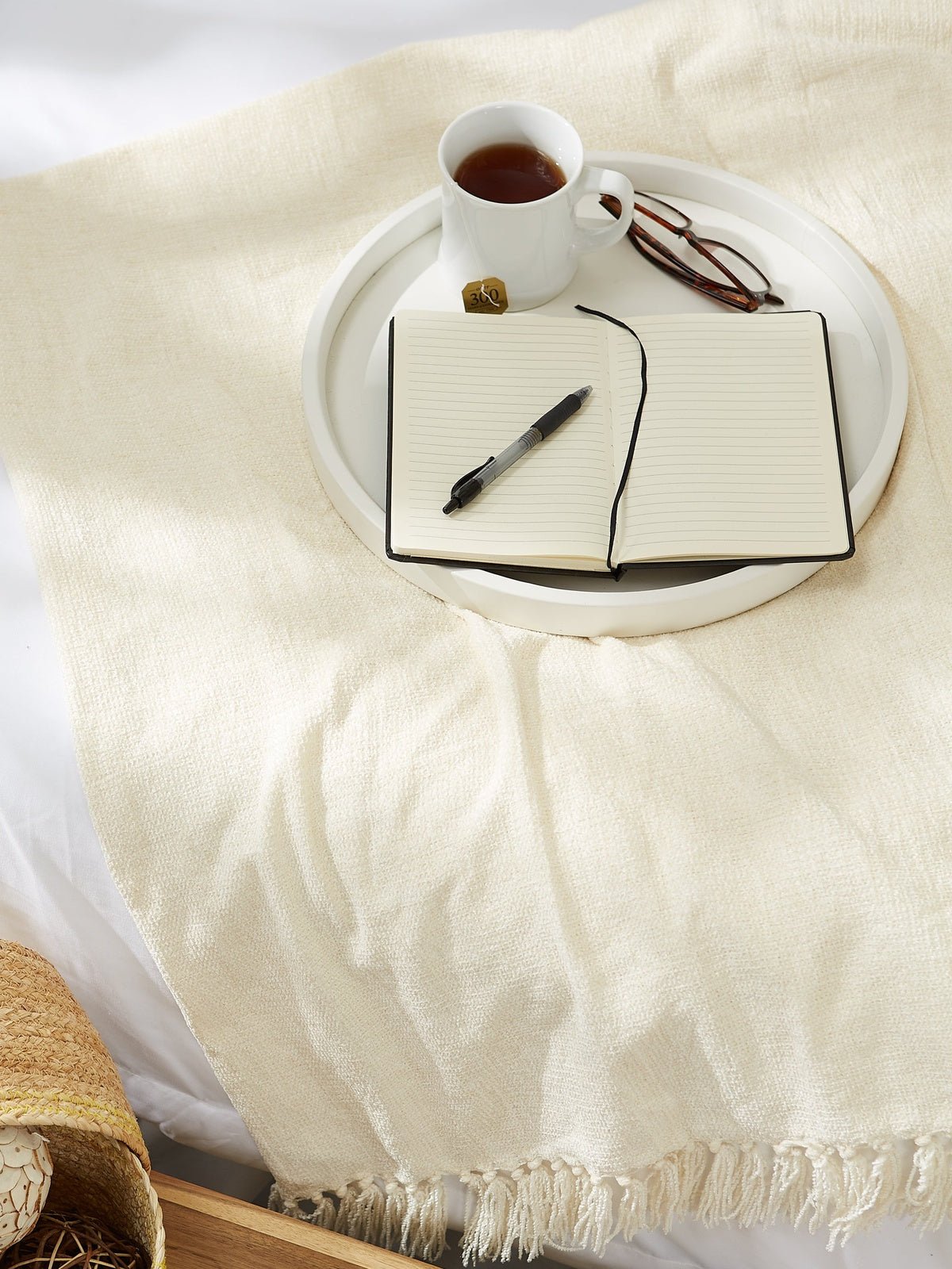 Soft Cream Chenille Throw