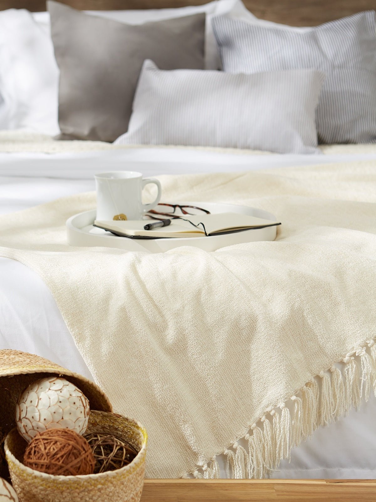 Soft Cream Chenille Throw