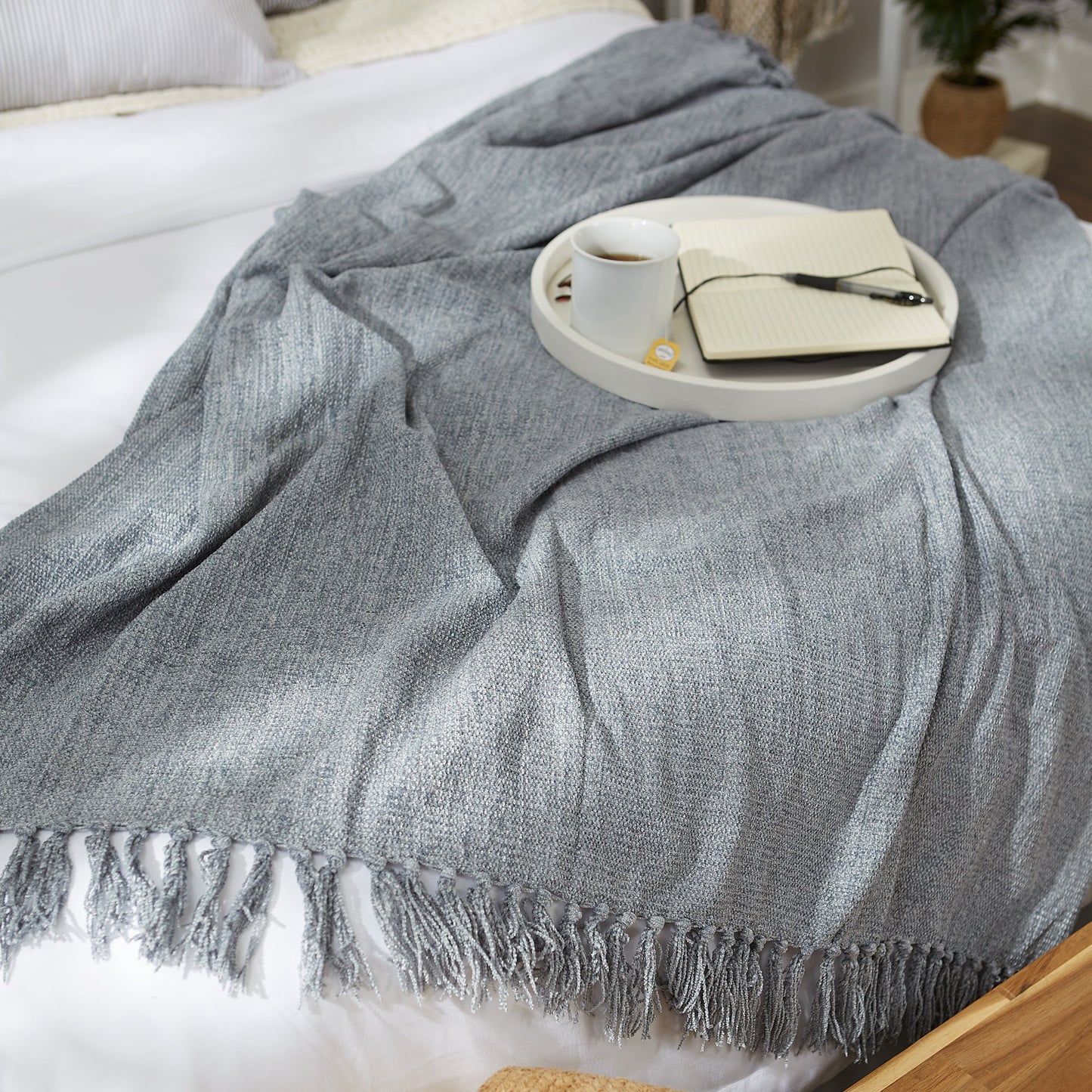 Soft Denim Blue Chenille Throw