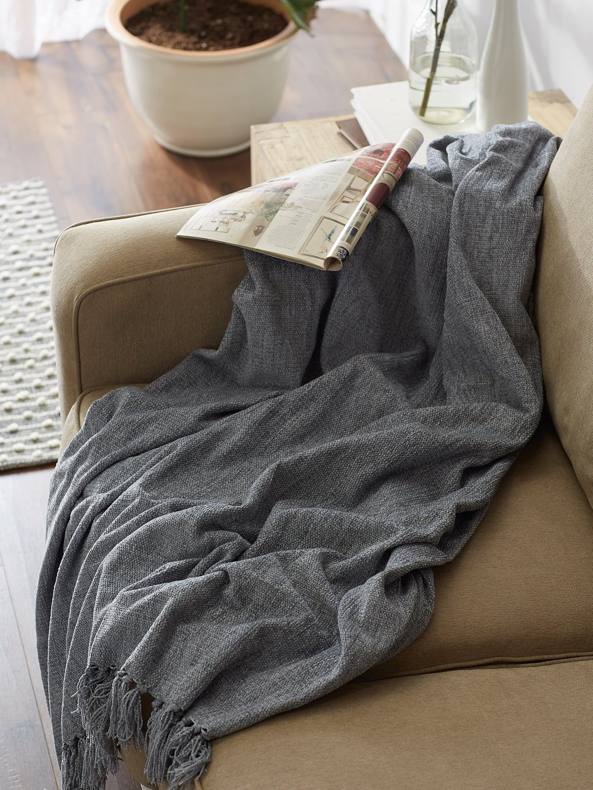 Soft Denim Blue Chenille Throw