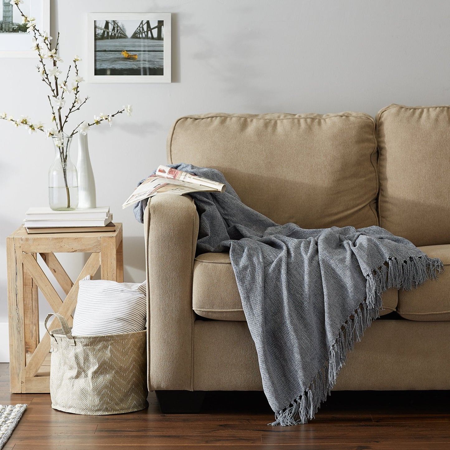 Soft Denim Blue Chenille Throw